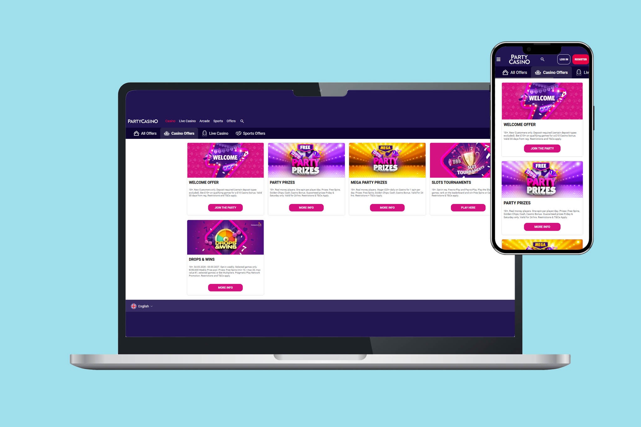 The Party Casino app provides a better user experience than the desktop site