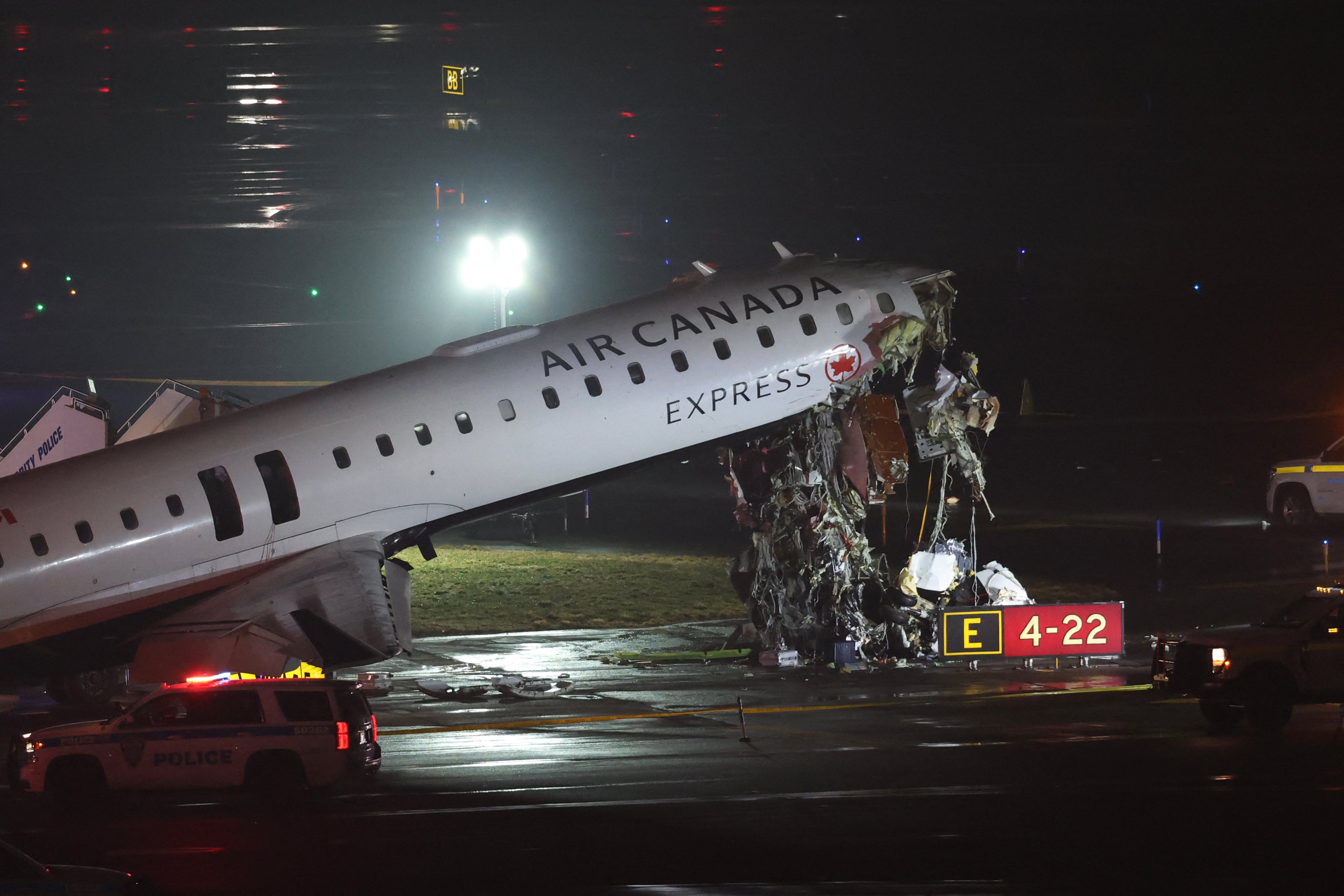 Injuries reported after Air Canada plane crashes into fire truck at New York&rsquo;s LaGuardia airport