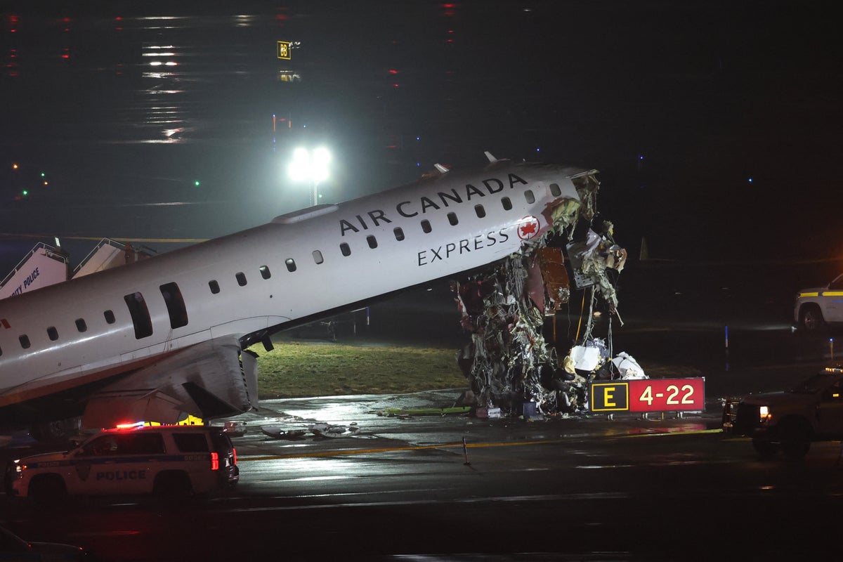 Injuries reported after Air Canada plane crashes into fire truck at New York’s LaGuardia airport Injuries reported after Air Canada plane crashes into fire truck at New York’s LaGuardia airport
