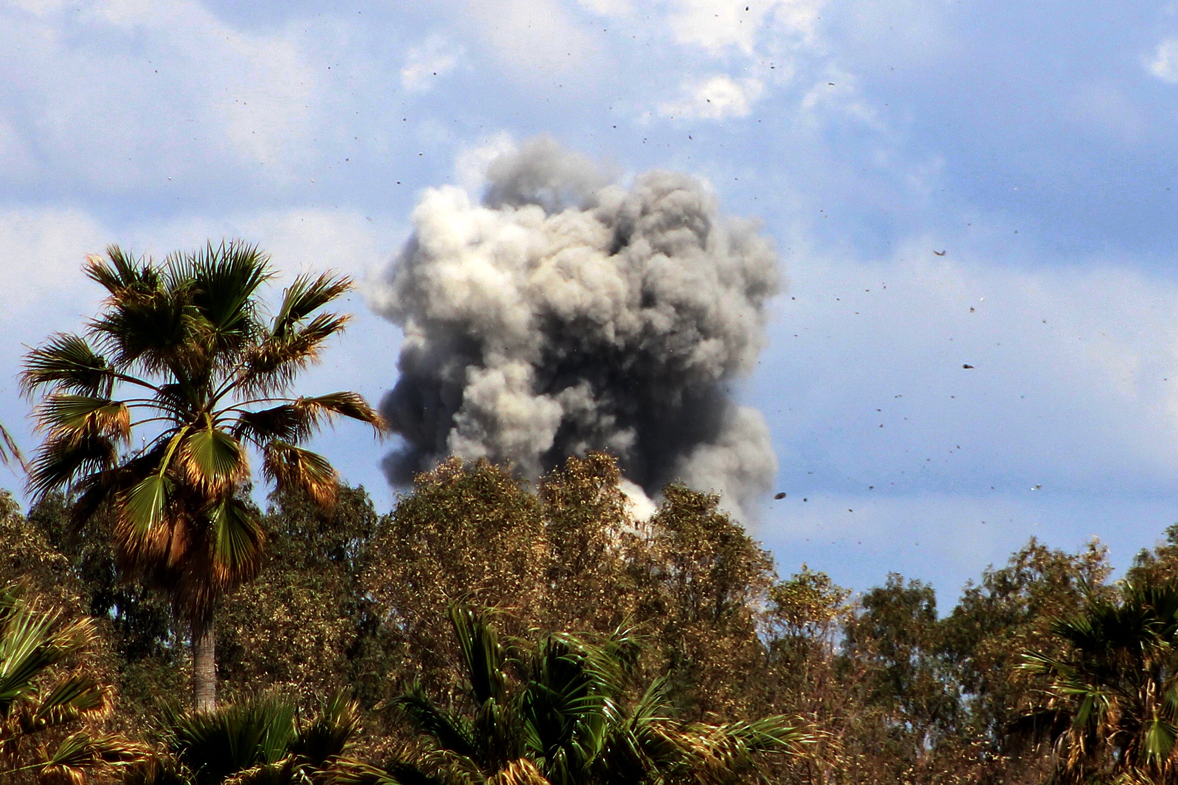 Smoke rises from the site of an Israeli airstrike that targeted the eastern outskirts of the southern Lebanese coastal city of Tire on March 24