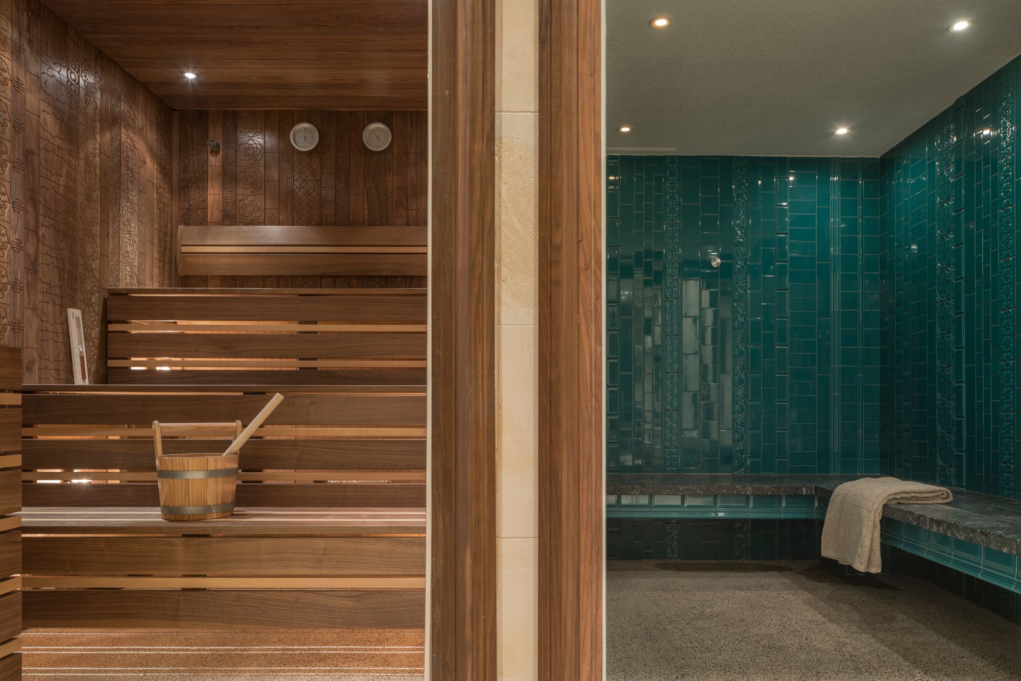 The basement level spa has steam facilities