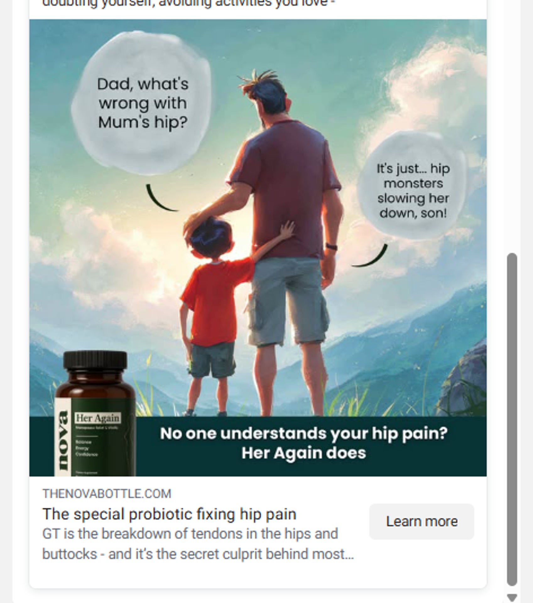 A photo issued by the Advertising Standards Authority (ASA) of a Nova Relief Meta advert