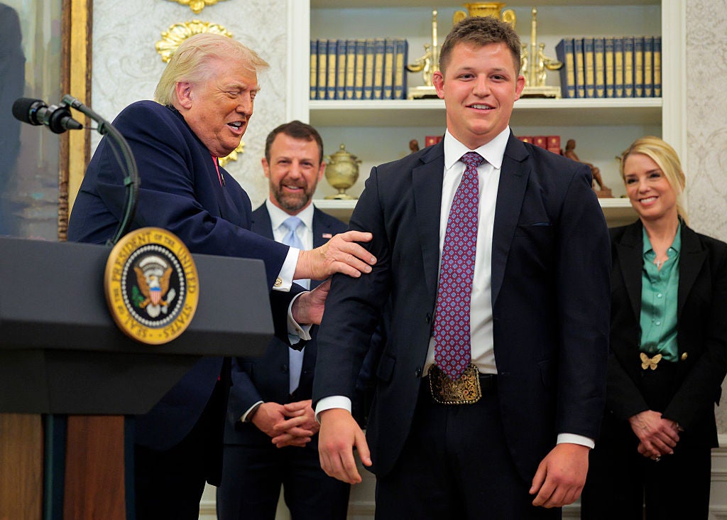 Donald Trump riffed with Andrew Mullin, the secretary's son, at Mullin's swearing-in ceremony