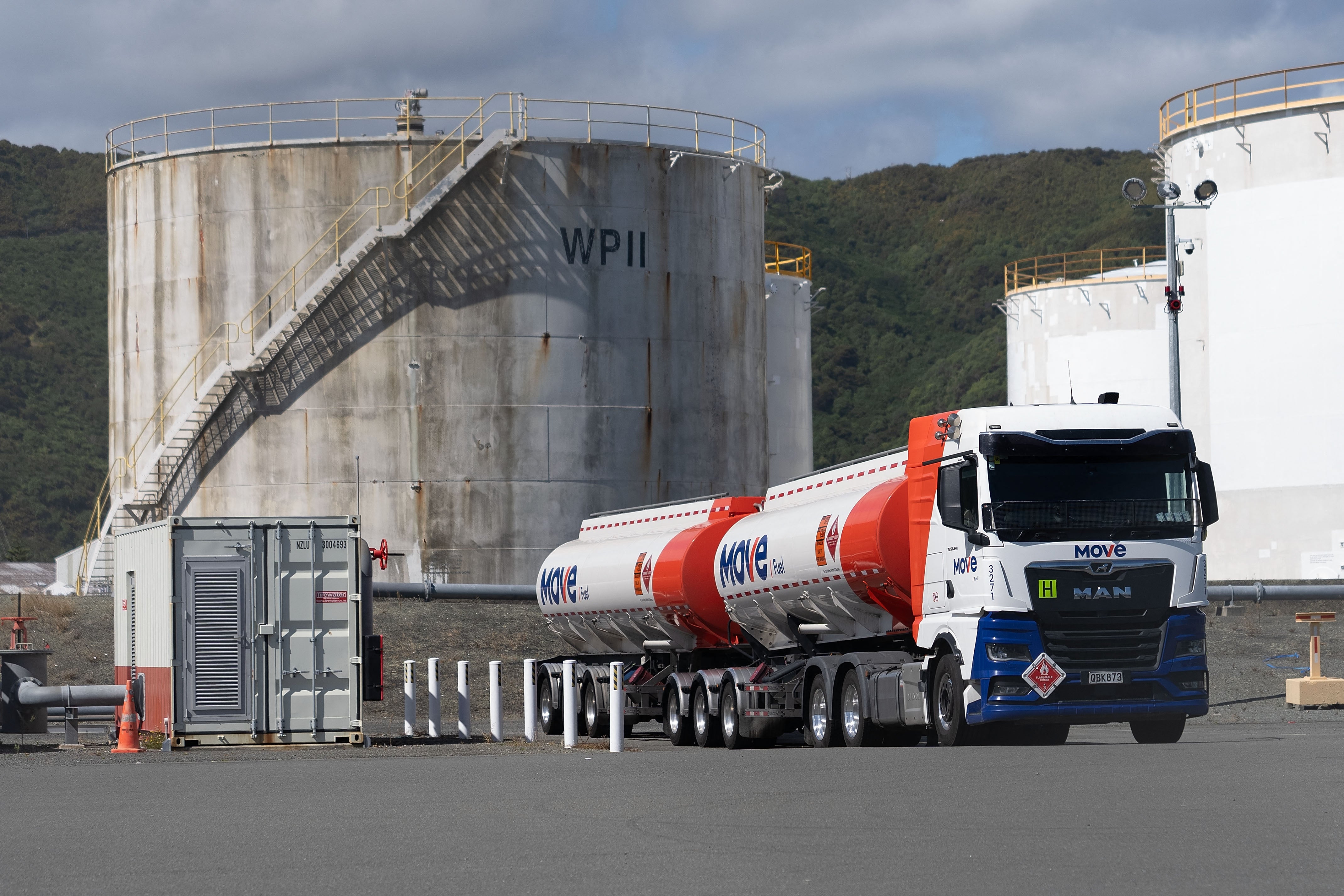 A fuel truck waits to be filled at the Seaview Fuel Storage centre in Wellington
