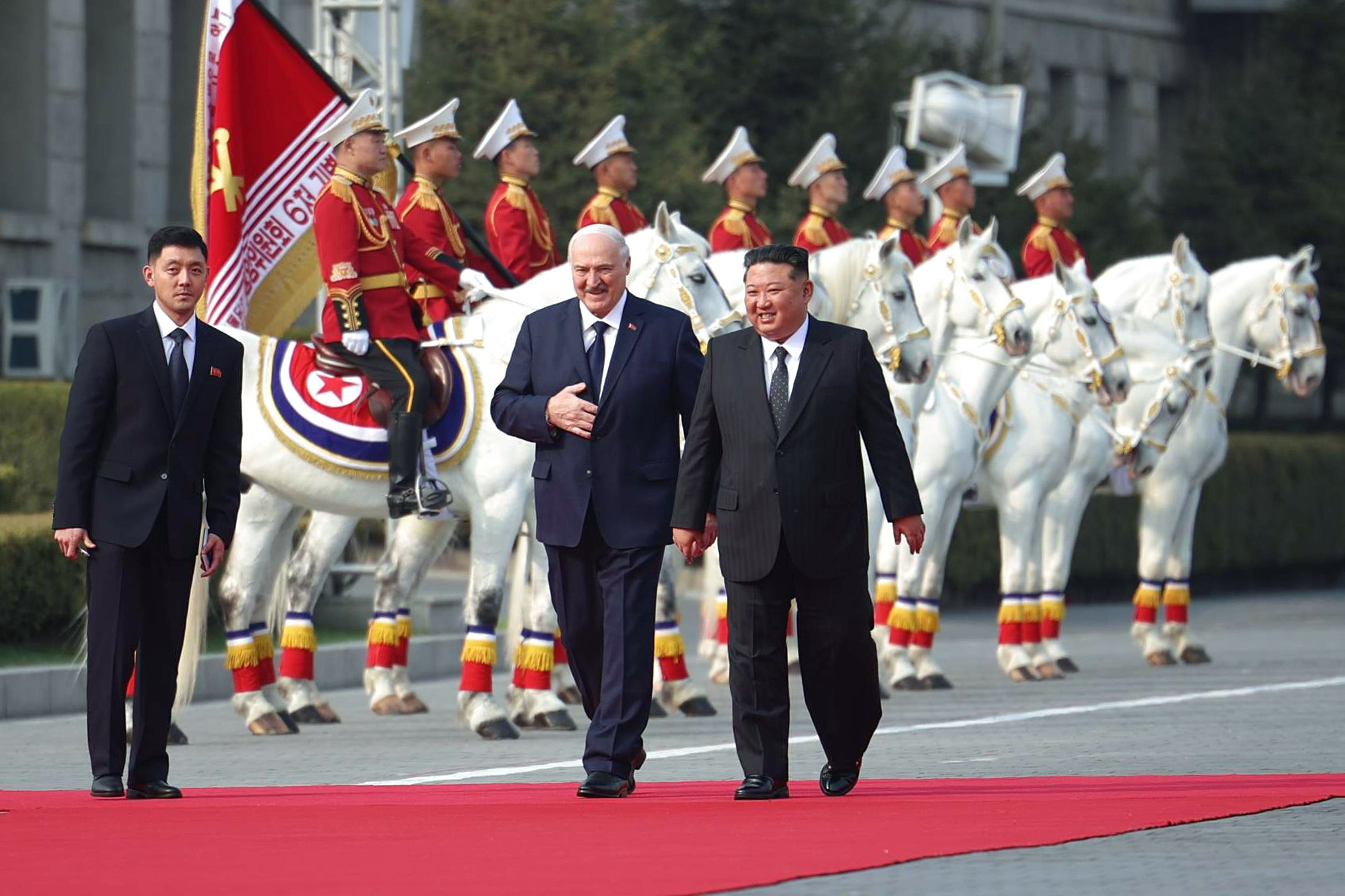 Putin ally receives white horse welcome in North Korea for Kim Jong Un talks