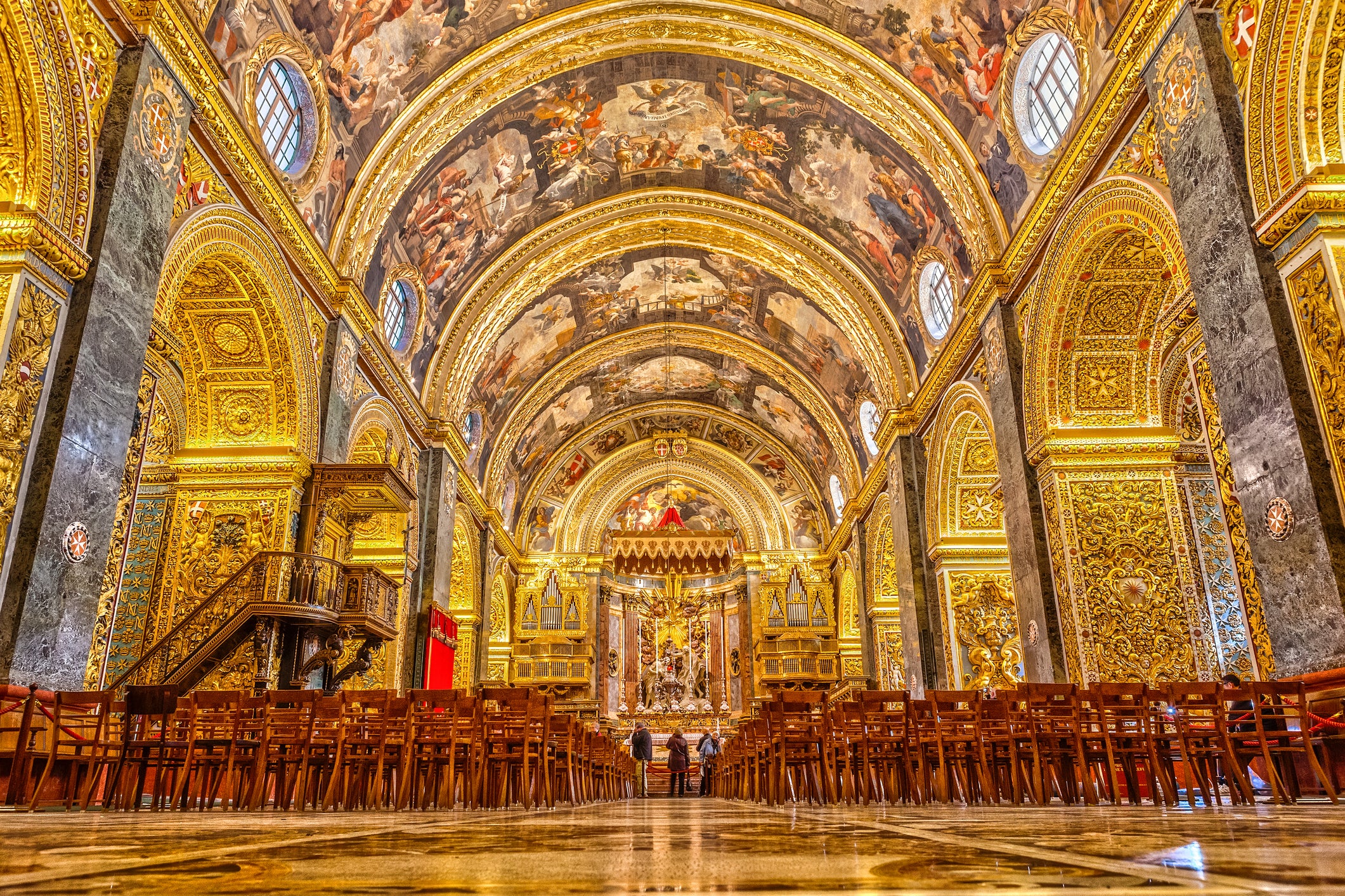 St John’s Co-Cathedral, which dates to the 1570s, is lavishly decorated. It's one of several must-visit historical landmarks in Valletta