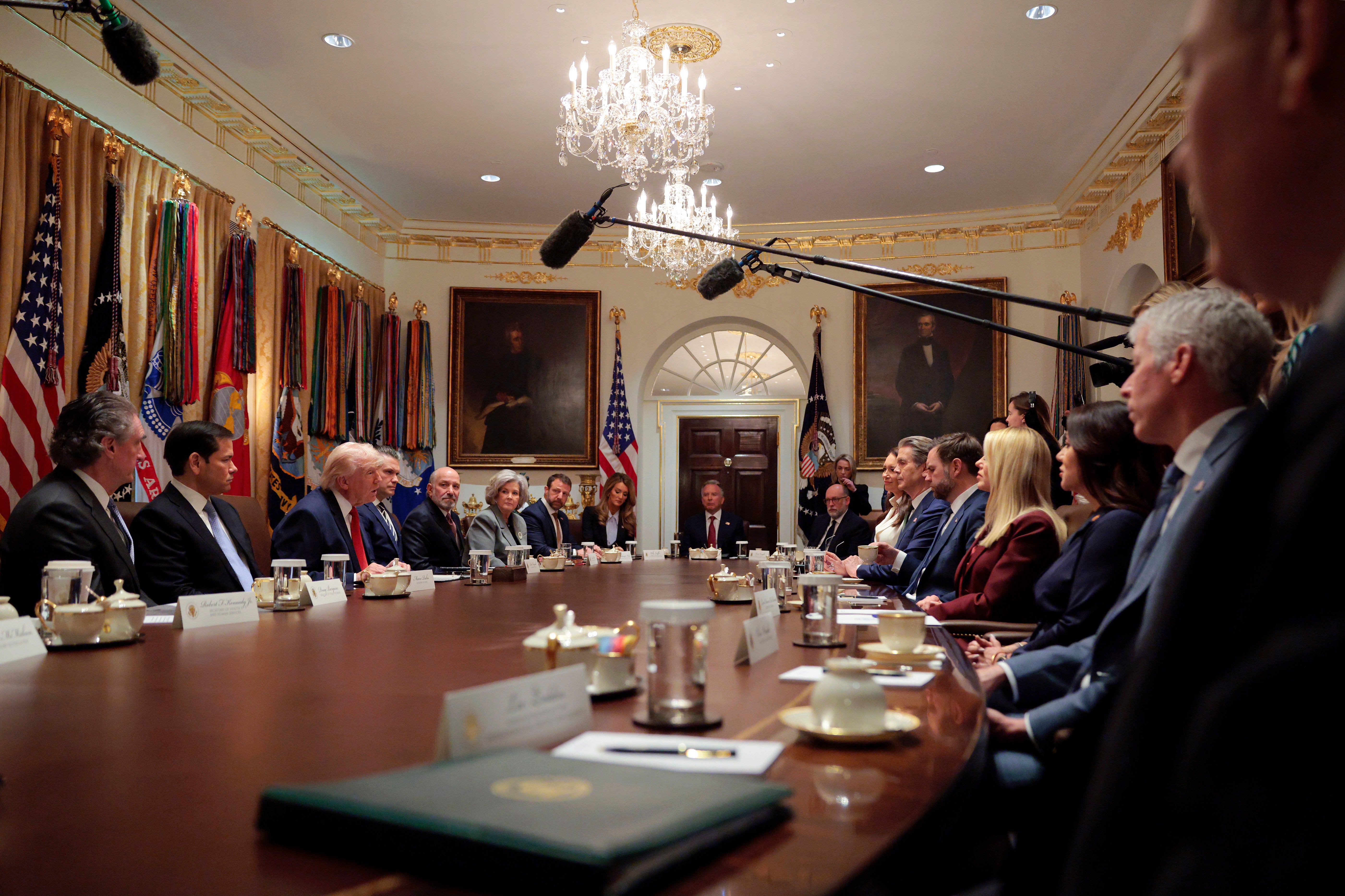 Trump began the Cabinet meeting by attacking Democrats over the 40-day DHS shutdown
