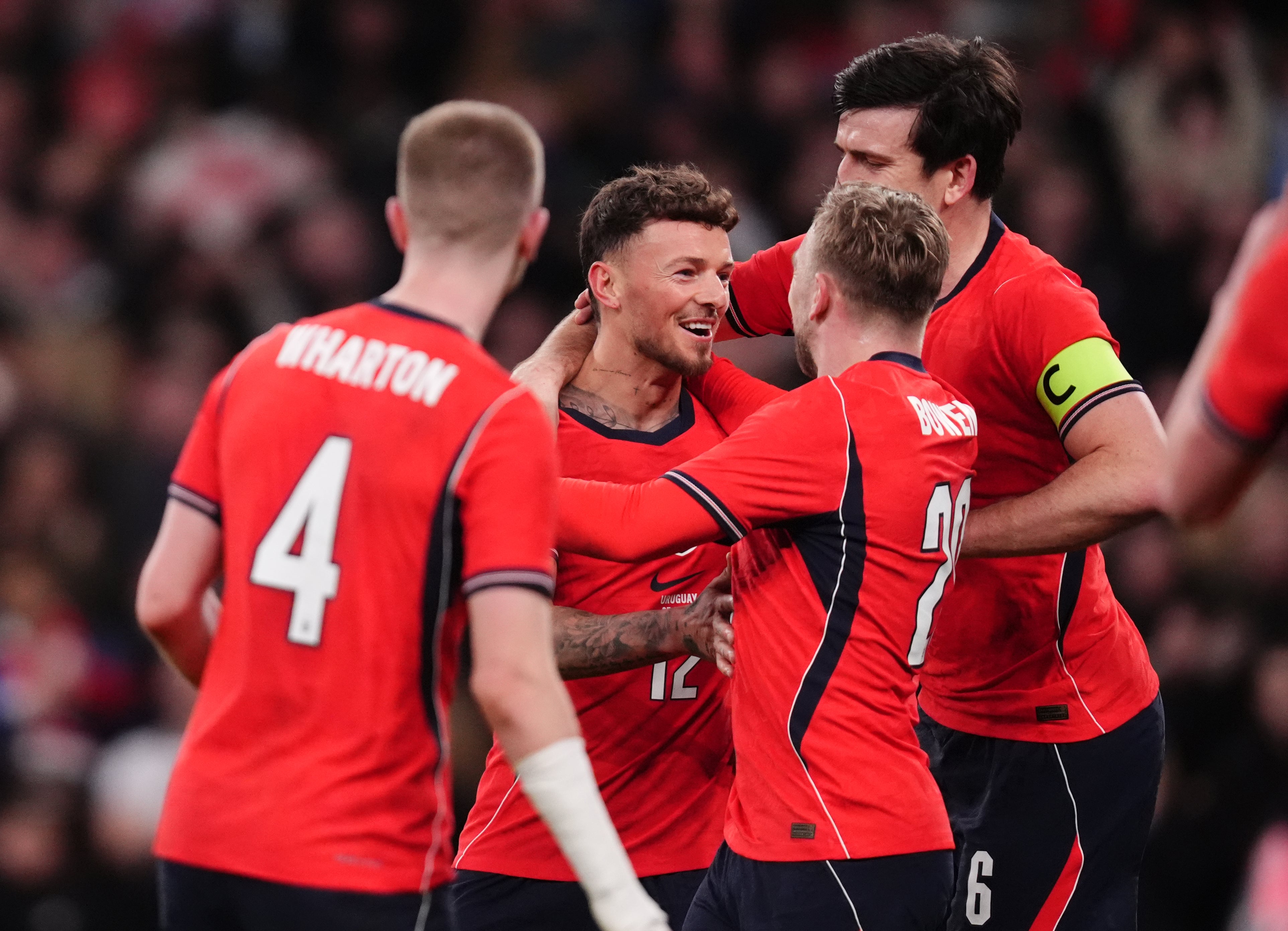 Ben White scored his first international, was booed, gave a penalty away and then was booked on an eventful return (John Walton/PA)