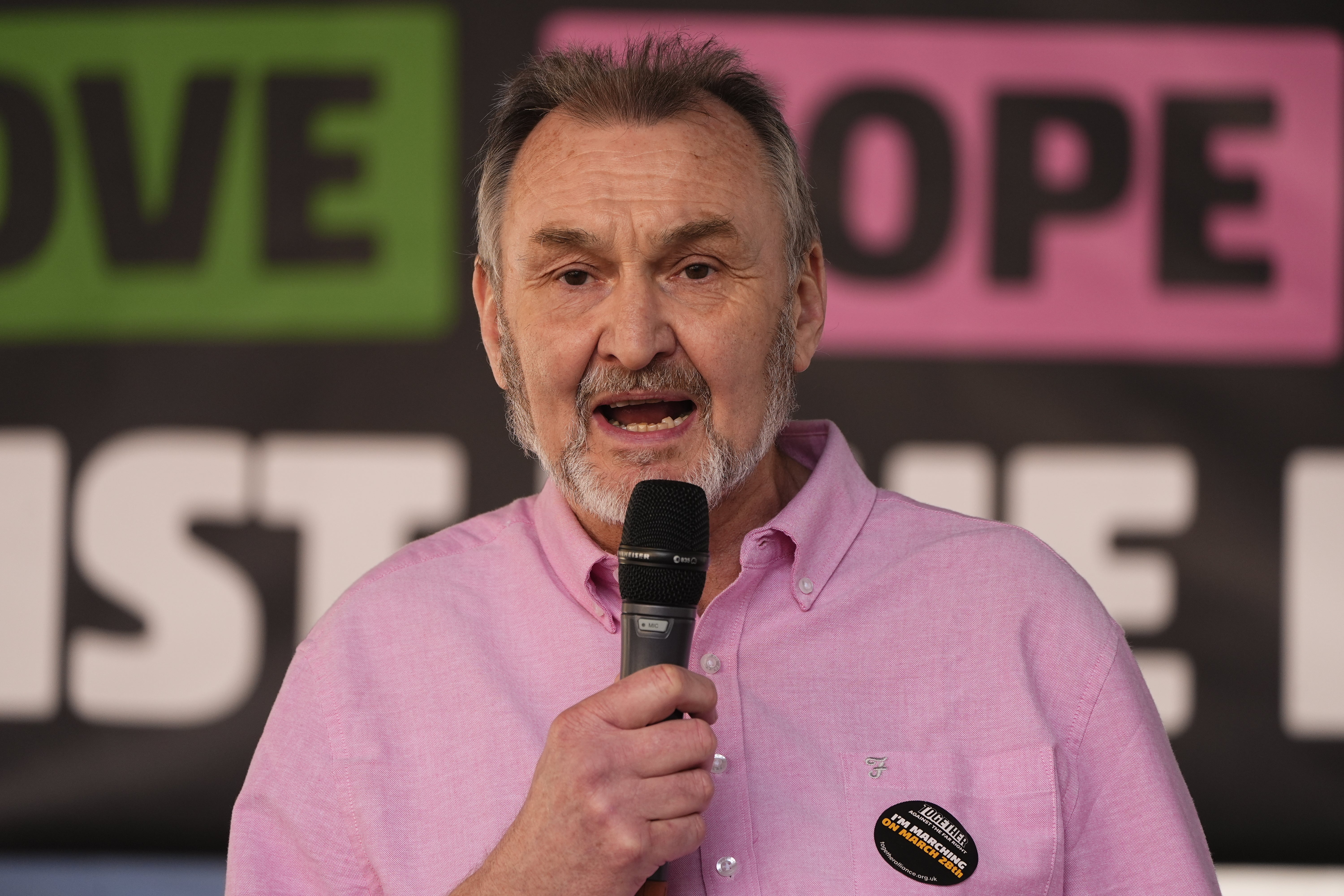 Kevin Courtney, co-chair of the Together Alliance, said half a million had joined their rally (Aaron Chown/PA)