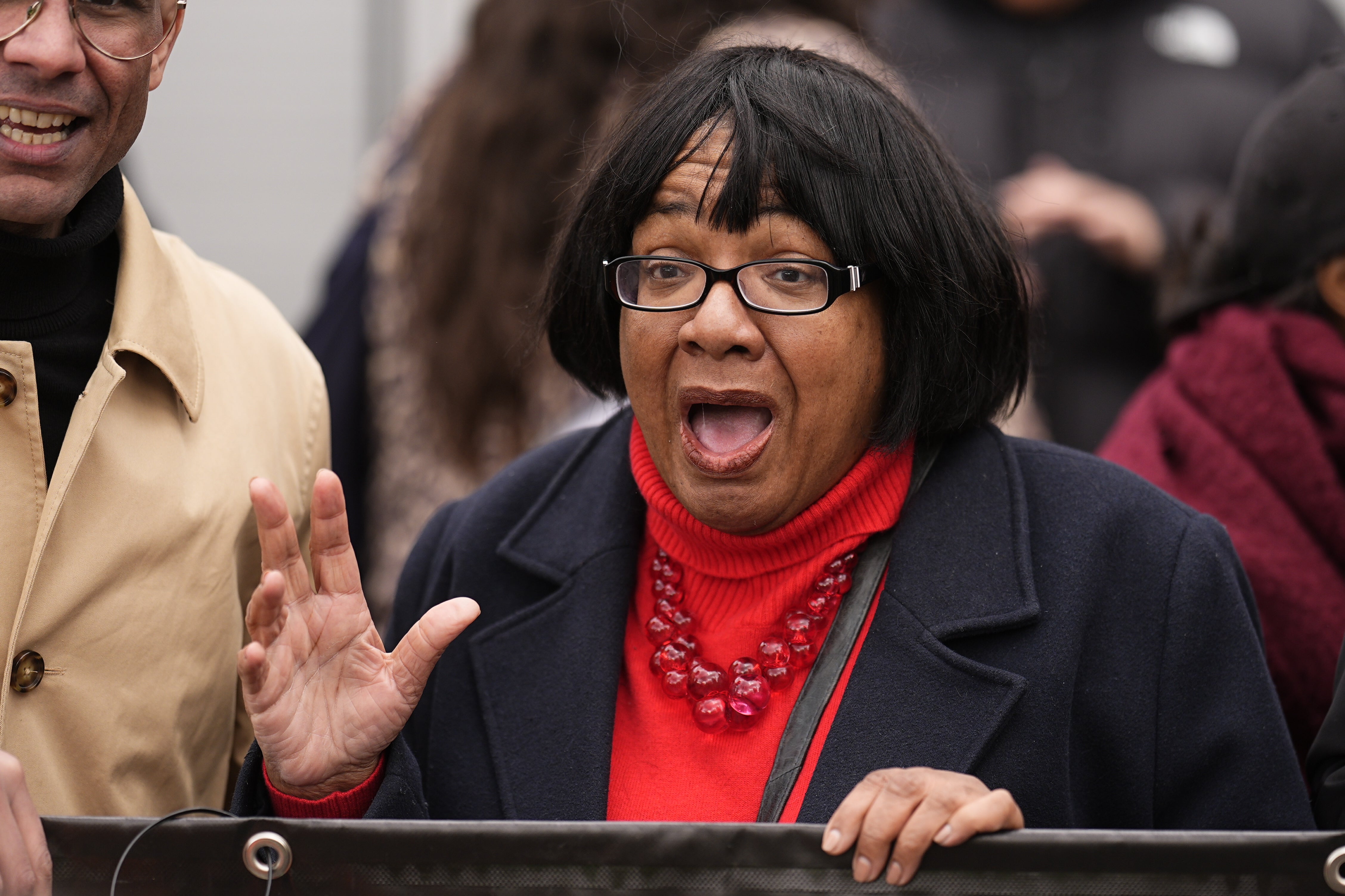 Diane Abbott joins people taking part in a Together Alliance march, through central London (Aaron Chown/PA)