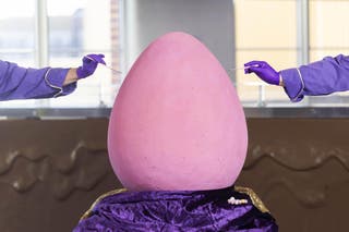 The Mega Mini Egg, the world’s largest Cadbury Mini Egg, unveiled at Cadbury World in Birmingham (Fabio De Paola Media Assignments/PA)
