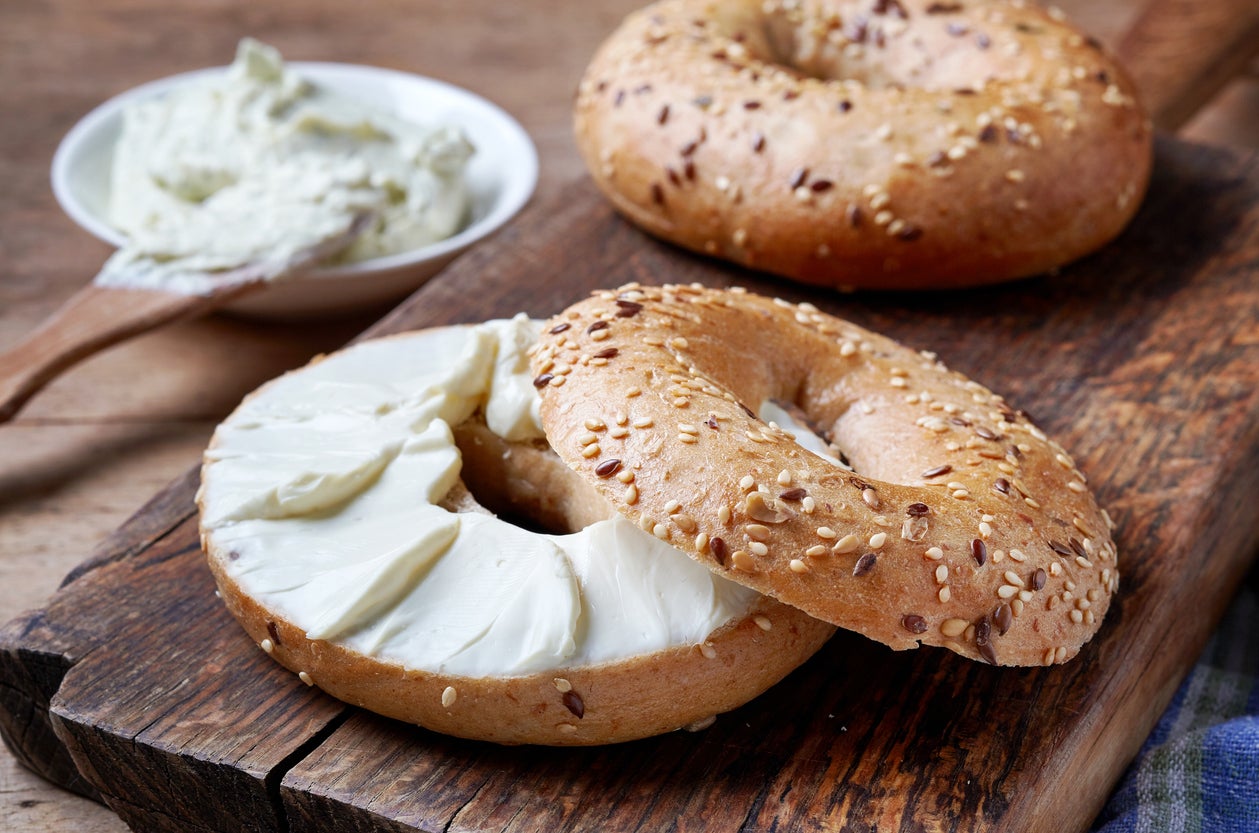 The Einstein Bros. Bagel spread was sold at stores in four locations