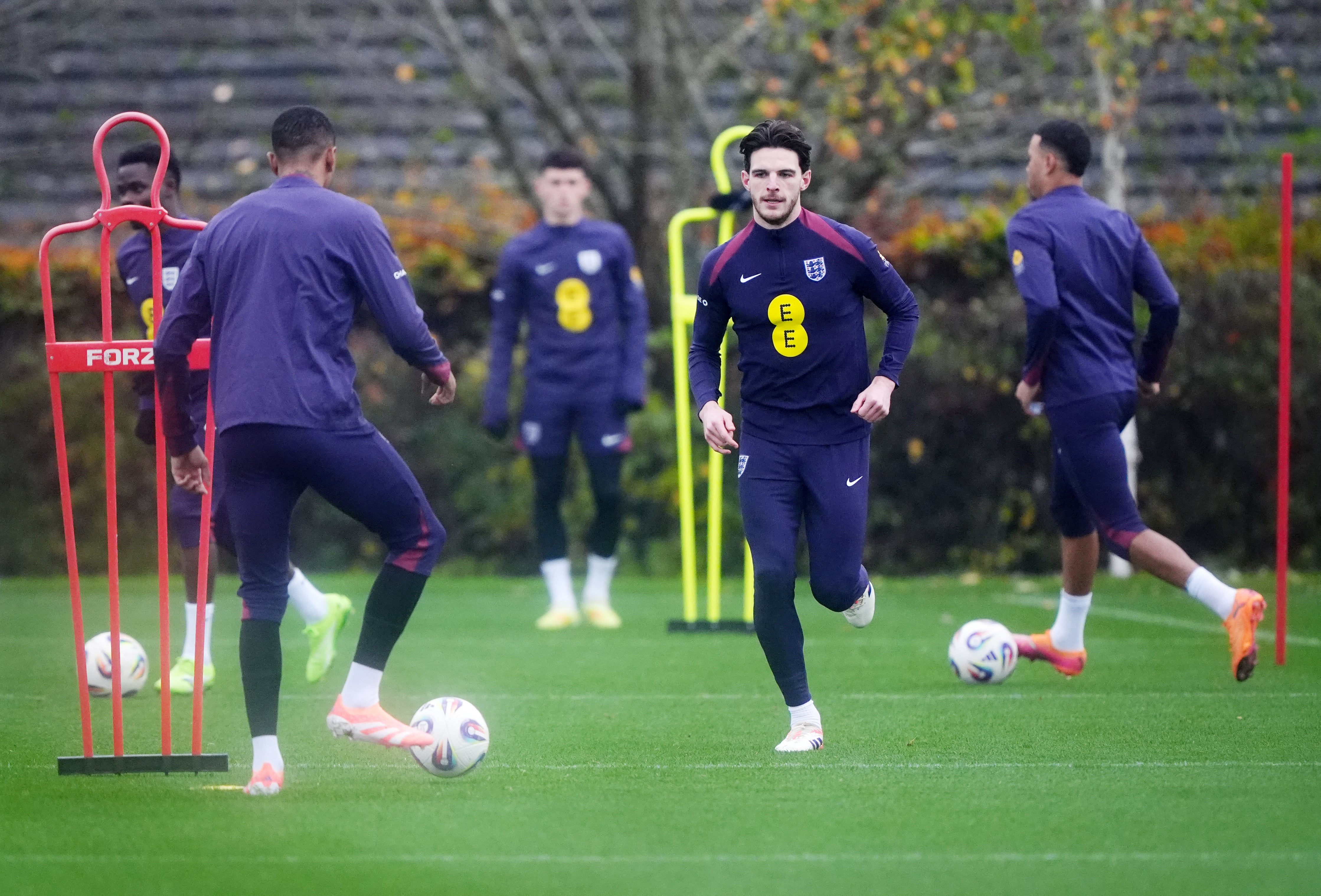 Declan Rice (pictured) had a session with Jude Bellingham on the pitch but complained of discomfort (Jonathan Brady/PA)