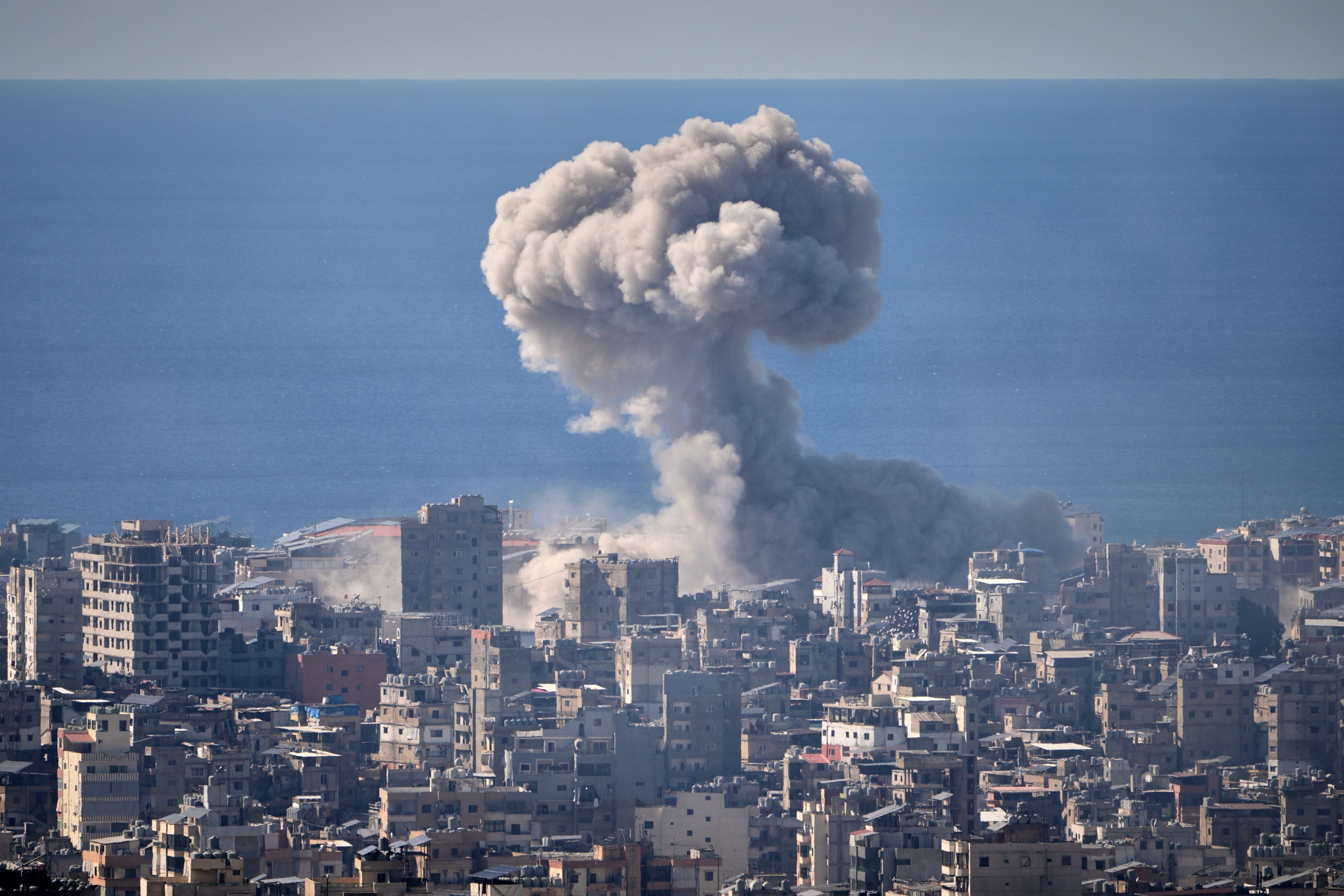 Smoke rises from an Israeli airstrike in Dahiyeh, Beirut's southern suburbs, March 9, 2026. (AP Photo/Hassan Ammar, File)