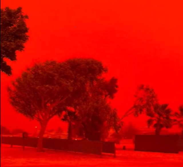 <p>Denham’s skies turned red on Friday</p>