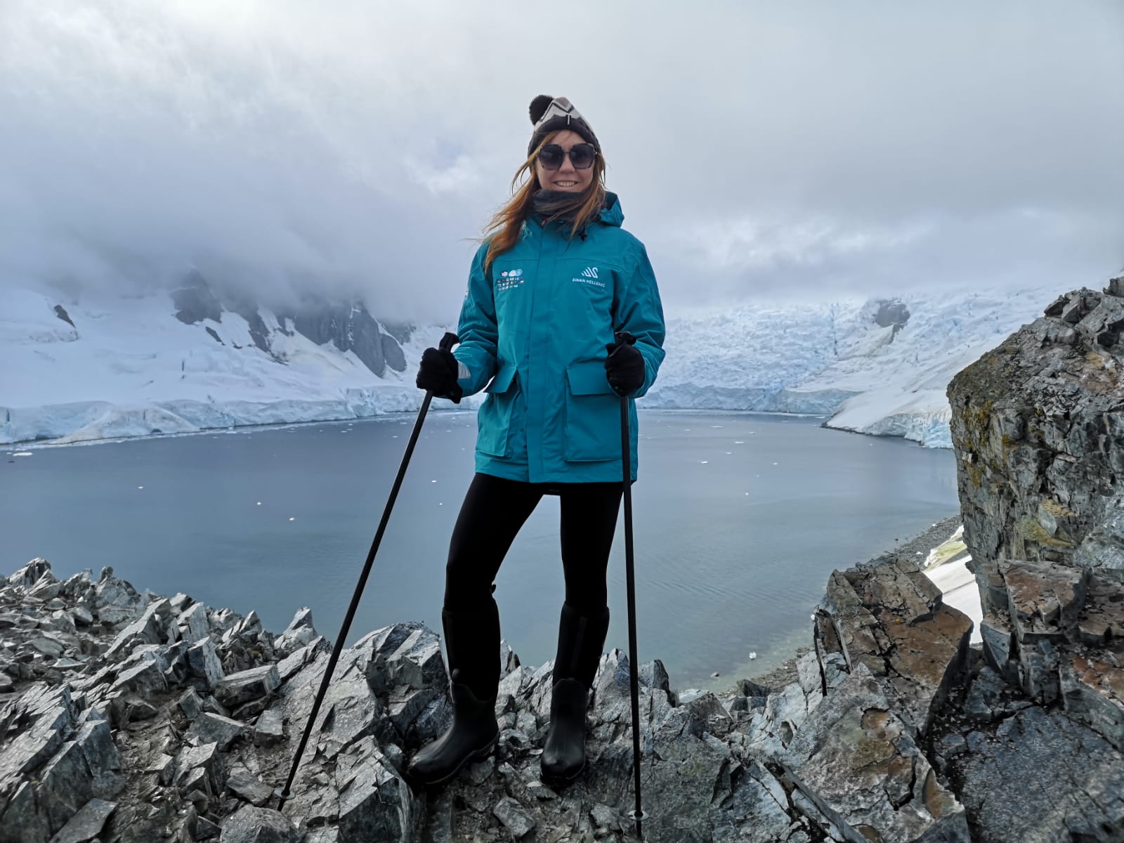 Writer, Laura French, hiking in Antarctica, during a Swan Hellenic cruise