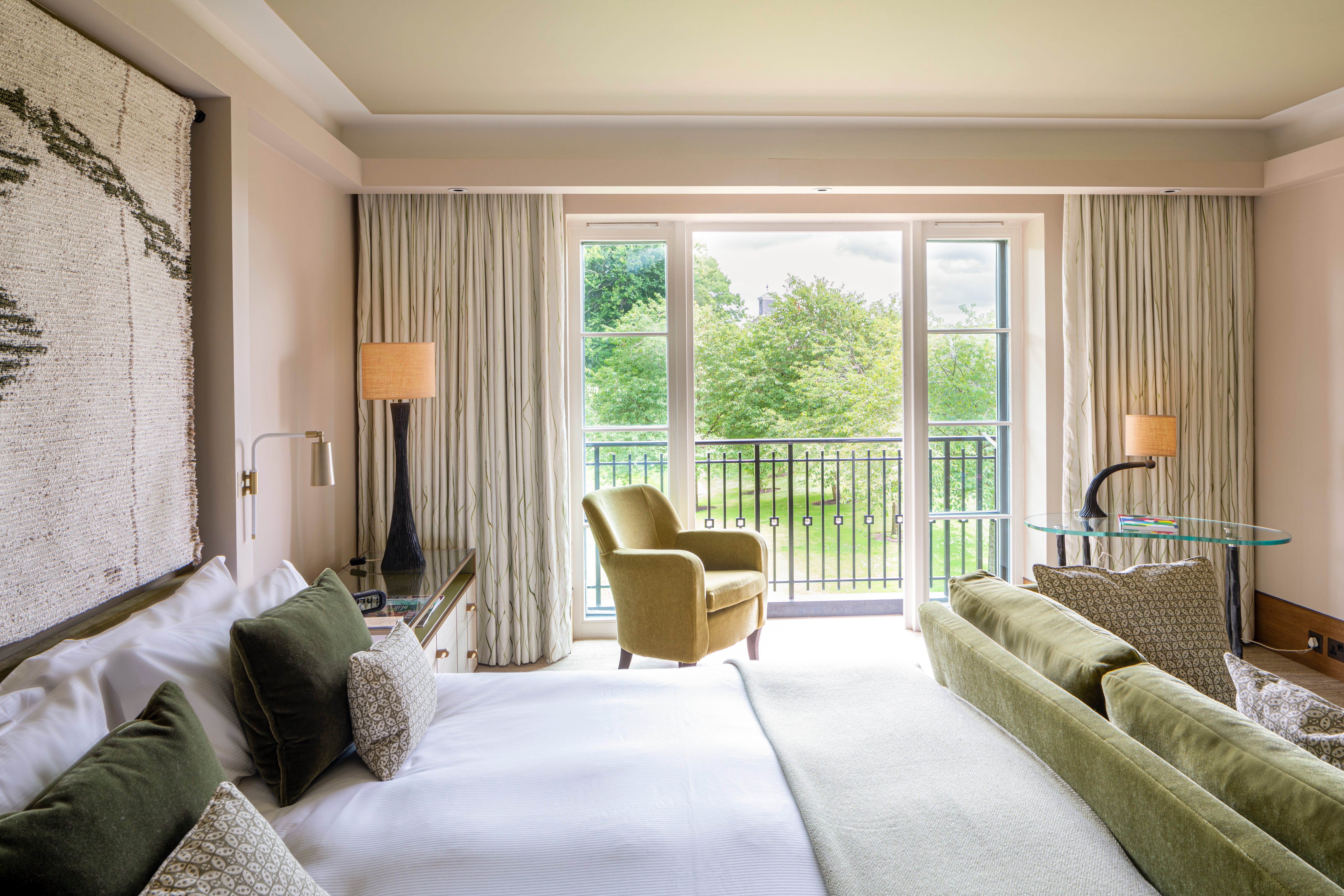 A Deluxe room with a garden view in the West Wing area of the hotel