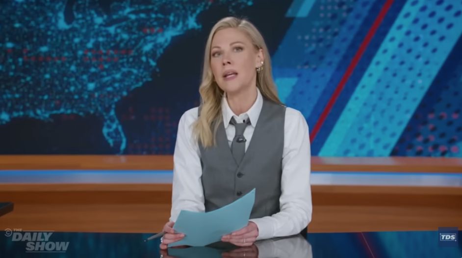 The Daily Show host Desi Lydic was quick to defend the reported crossdressing of the former Homeland Security Secretary’s husband