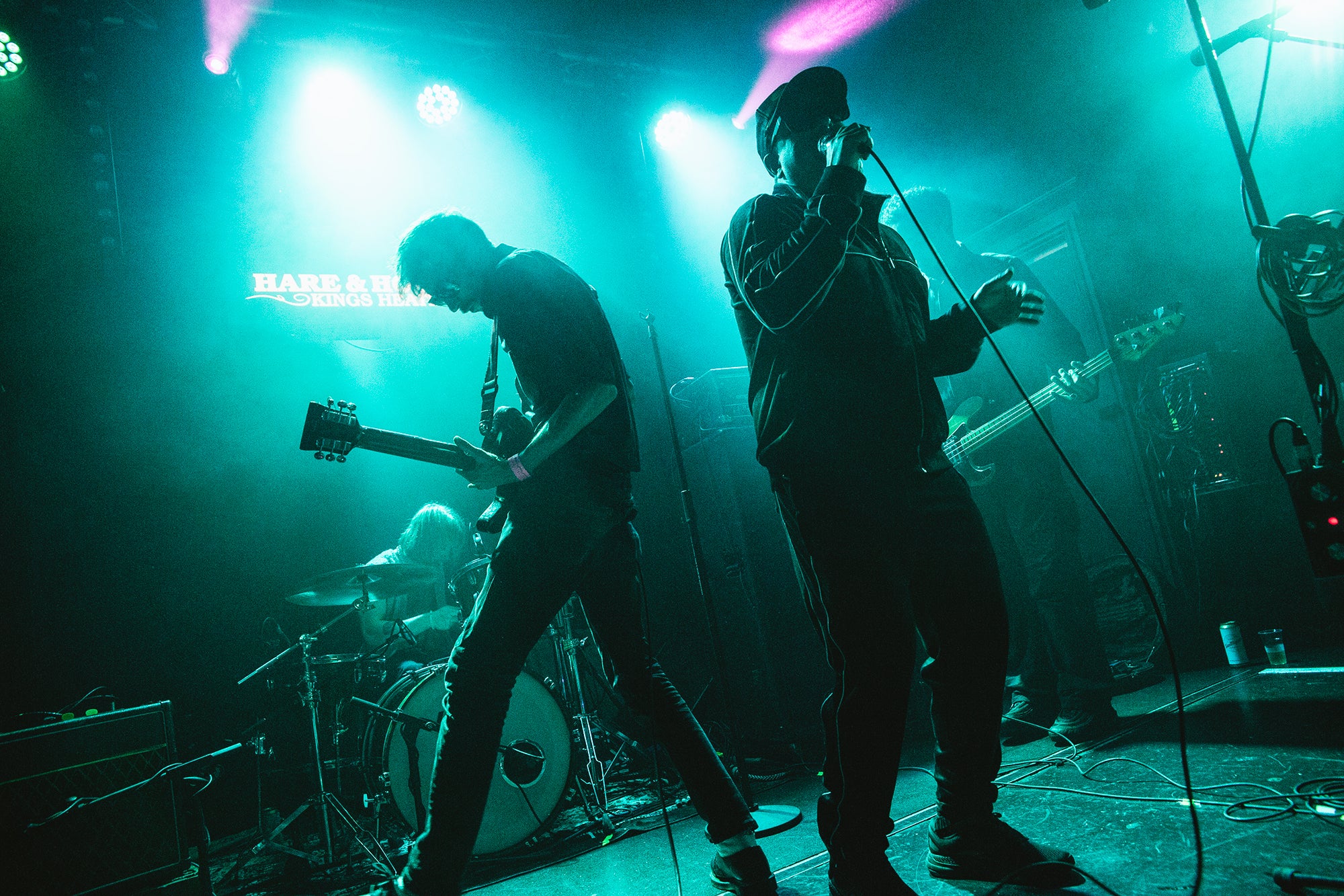 British post-punk band Warmduscher,perform at the Hare & Hounds.