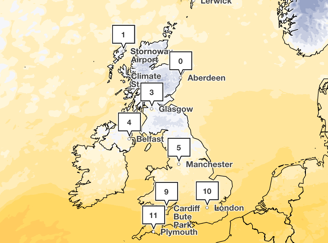 Temperatures could drop to 0C in Scotland on Saturday morning