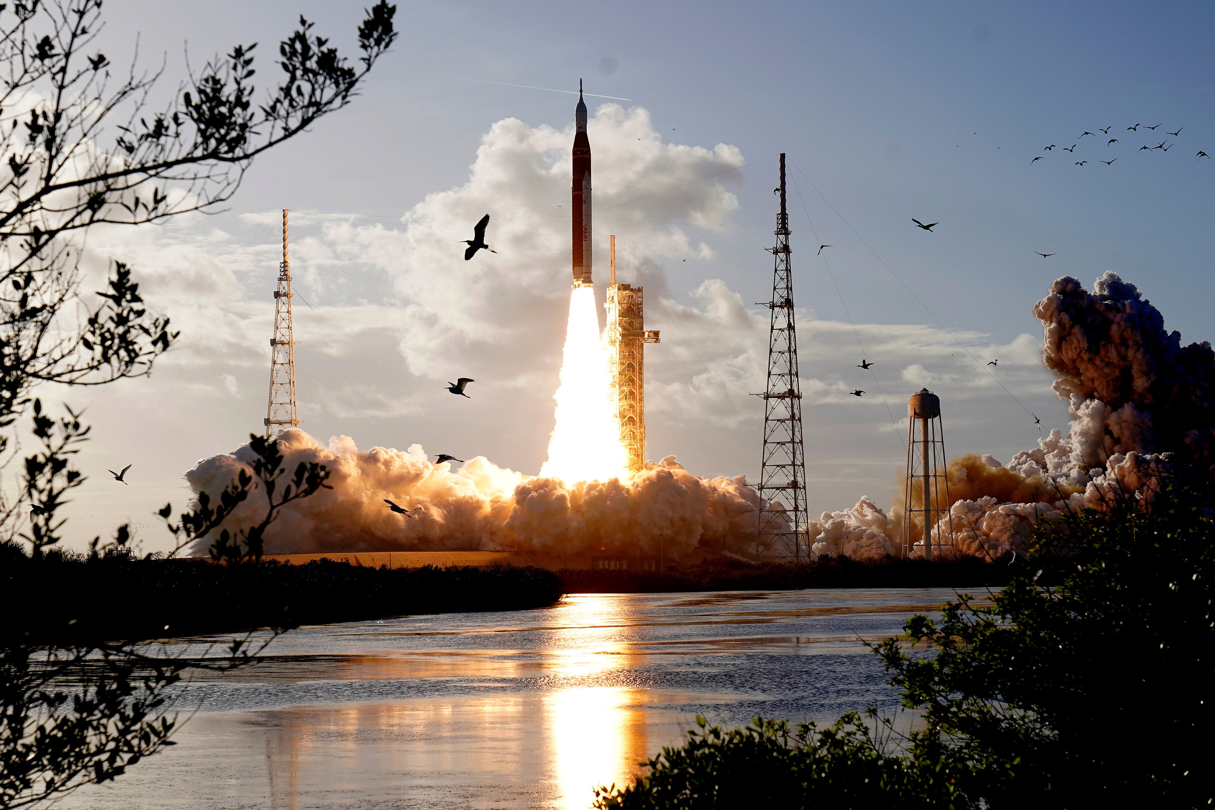 Nasa’s Artemis II moon rocket lifts off from the Kennedy Space Centre (Chris O’Meara/AP)