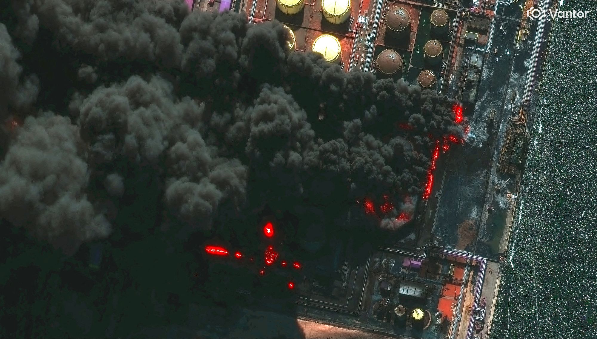 File: A satellite near-infrared image shows smoke rising from Russia's Baltic port of Ust-Luga after a Ukrainian attack, in Ust-Luga, Leningrad Oblast, 27 March 2026