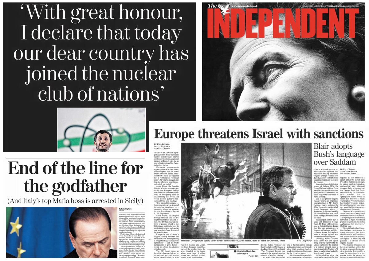 This Week in History: Iran goes nuclear, Princess Diana&rsquo;s historic handshake and the fall of Sicily&rsquo;s godfather 