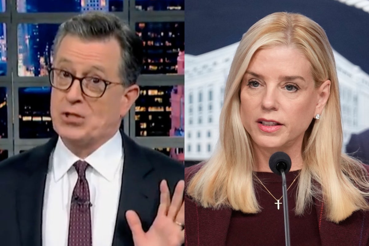 Stephen Colbert mocks Pam Bondi with an Epstein-themed farewell after Trump sacking Stephen Colbert mocks Pam Bondi with an Epstein-themed farewell after Trump sacking