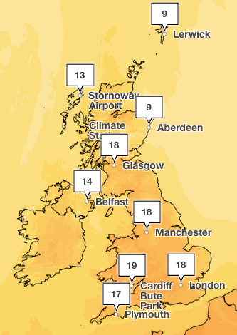 Met Office forecasts highs of 18C on Tuesday after Yellow weather warnings this Easter Bank Holiday