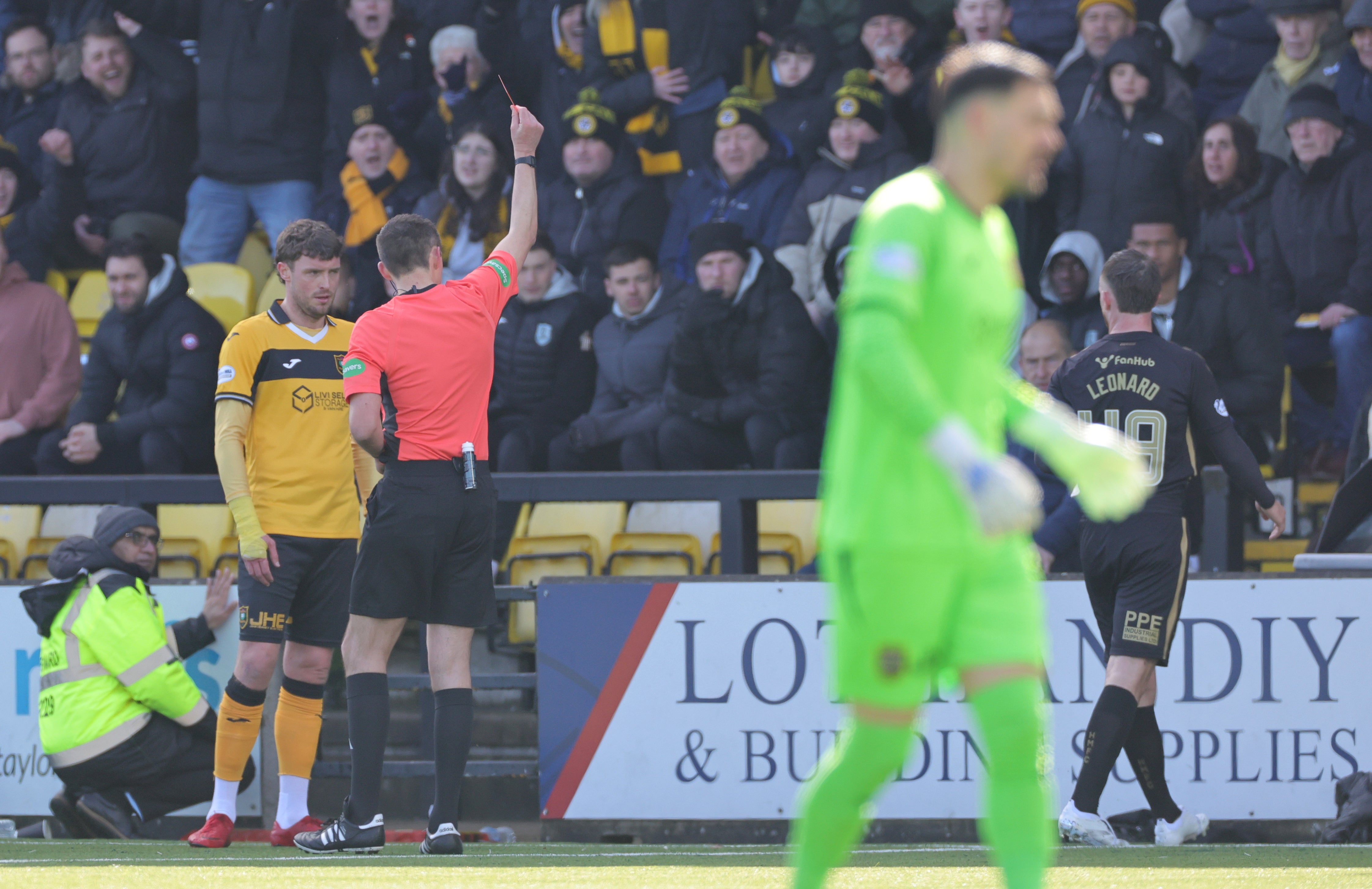 Marc Leonard was given his marching orders late on