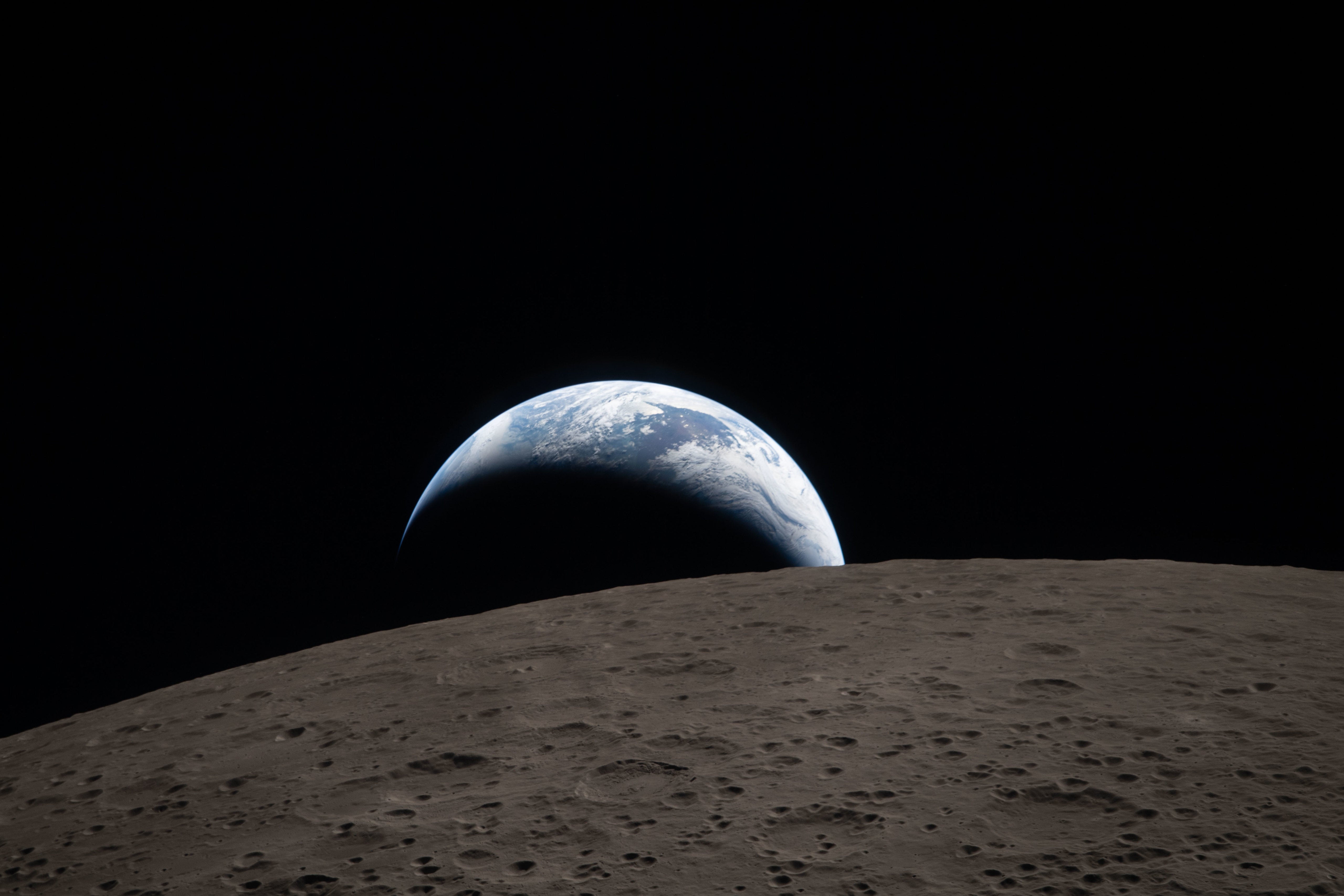 An ‘earthrise’ shot taken by the Artemis II crew