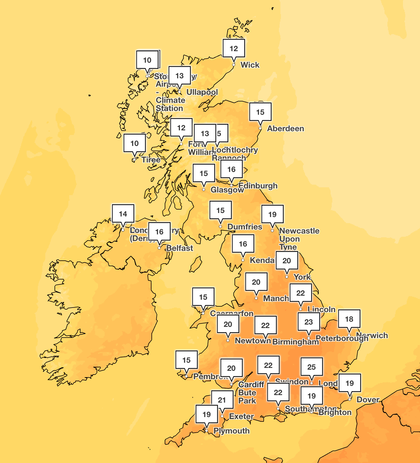 Mapped: Where temperatures in the UK could reach 25C this week