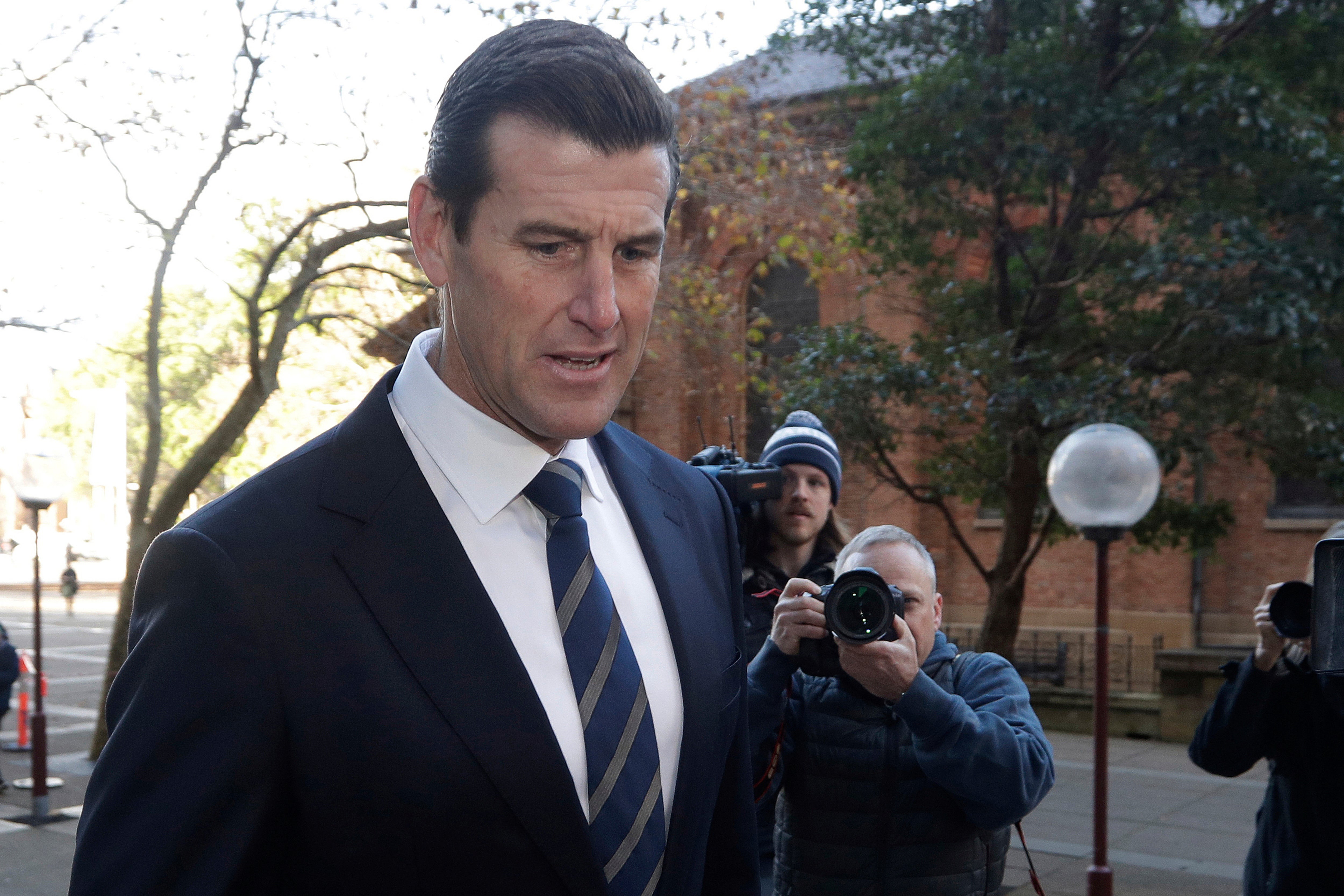 Ben Roberts-Smith arrives at the Federal Court in Sydney, Australia, on June 9, 2021. (AP Photo/Rick Rycroft, File)