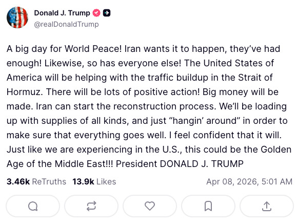 Donald Trump says the US will help with the traffic in the Strait