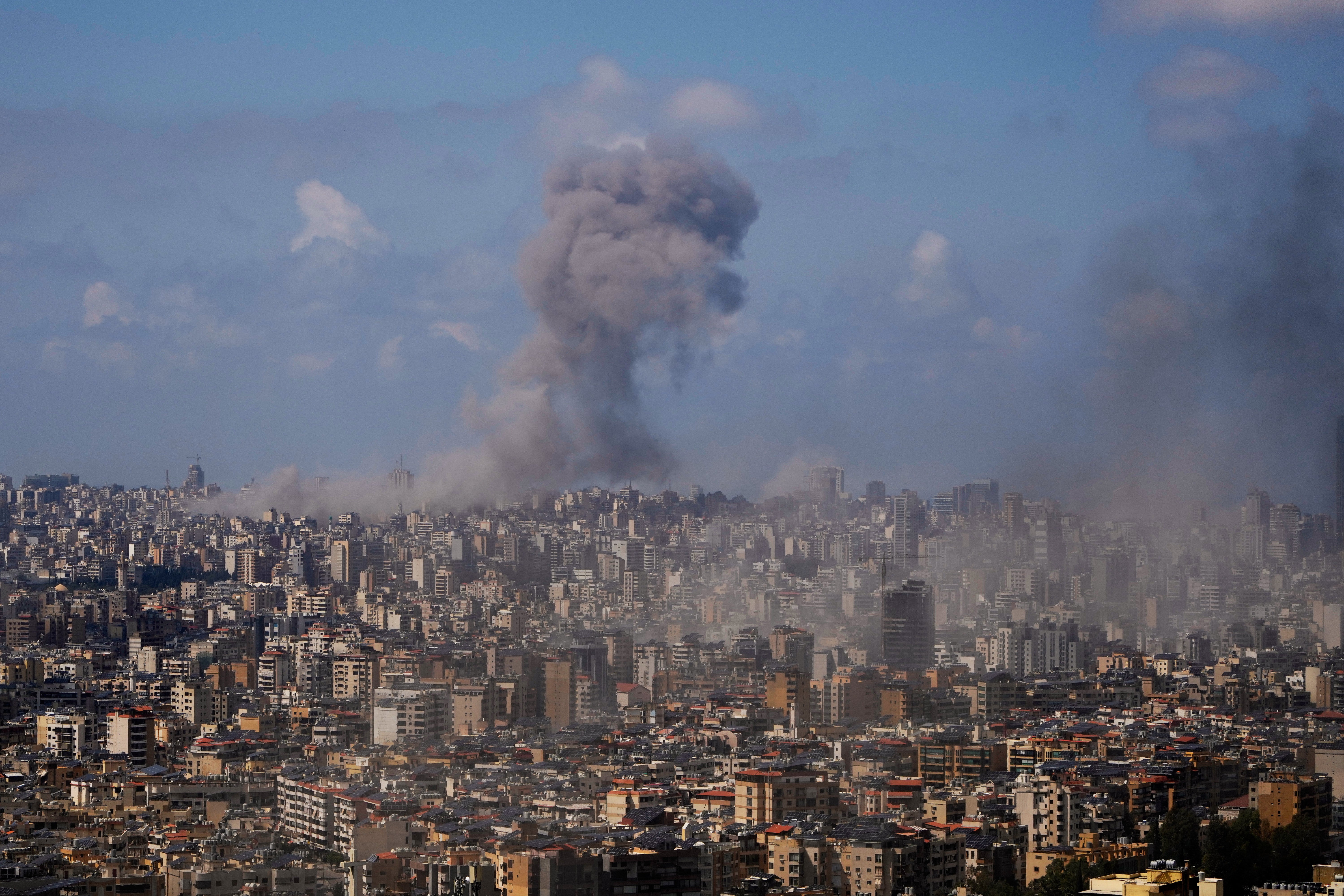 Smoke rises following an Israeli airstrike on a building in Beirut