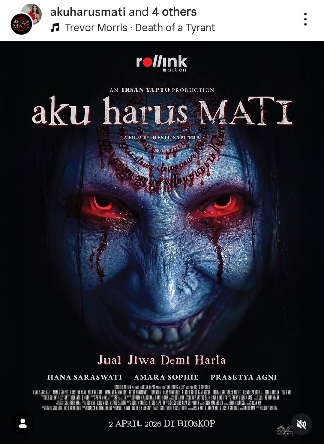Horror movie poster sparks backlash in Indonesia over fears it could lead to suicides