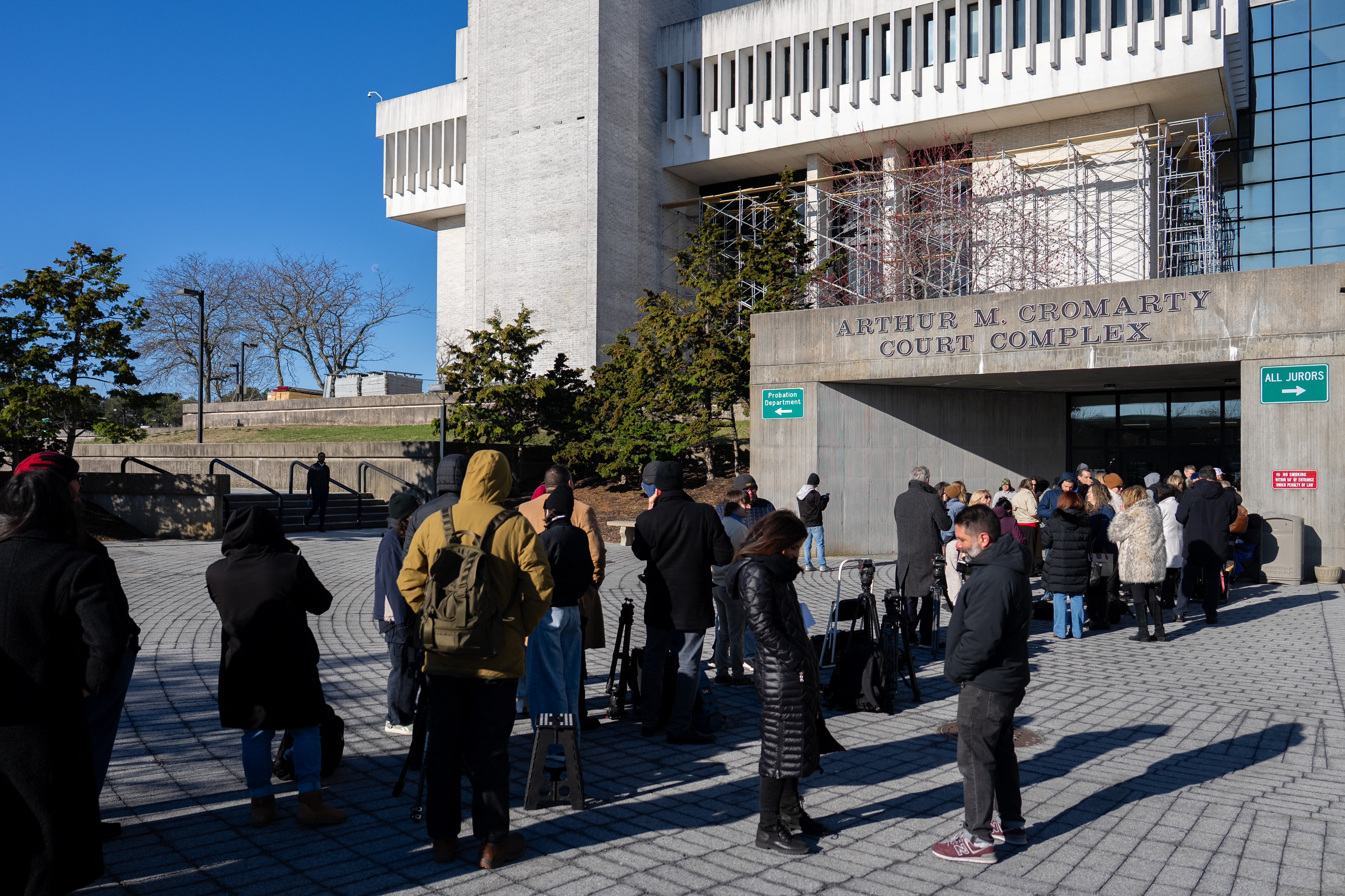 A view outside the Suffolk County Court ahead of a scheduled court appearance by Rex Heuermann, who is expected to plead guilty