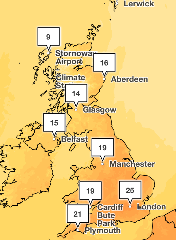 Temperatures will rise above 25 degrees in London on Wednesday