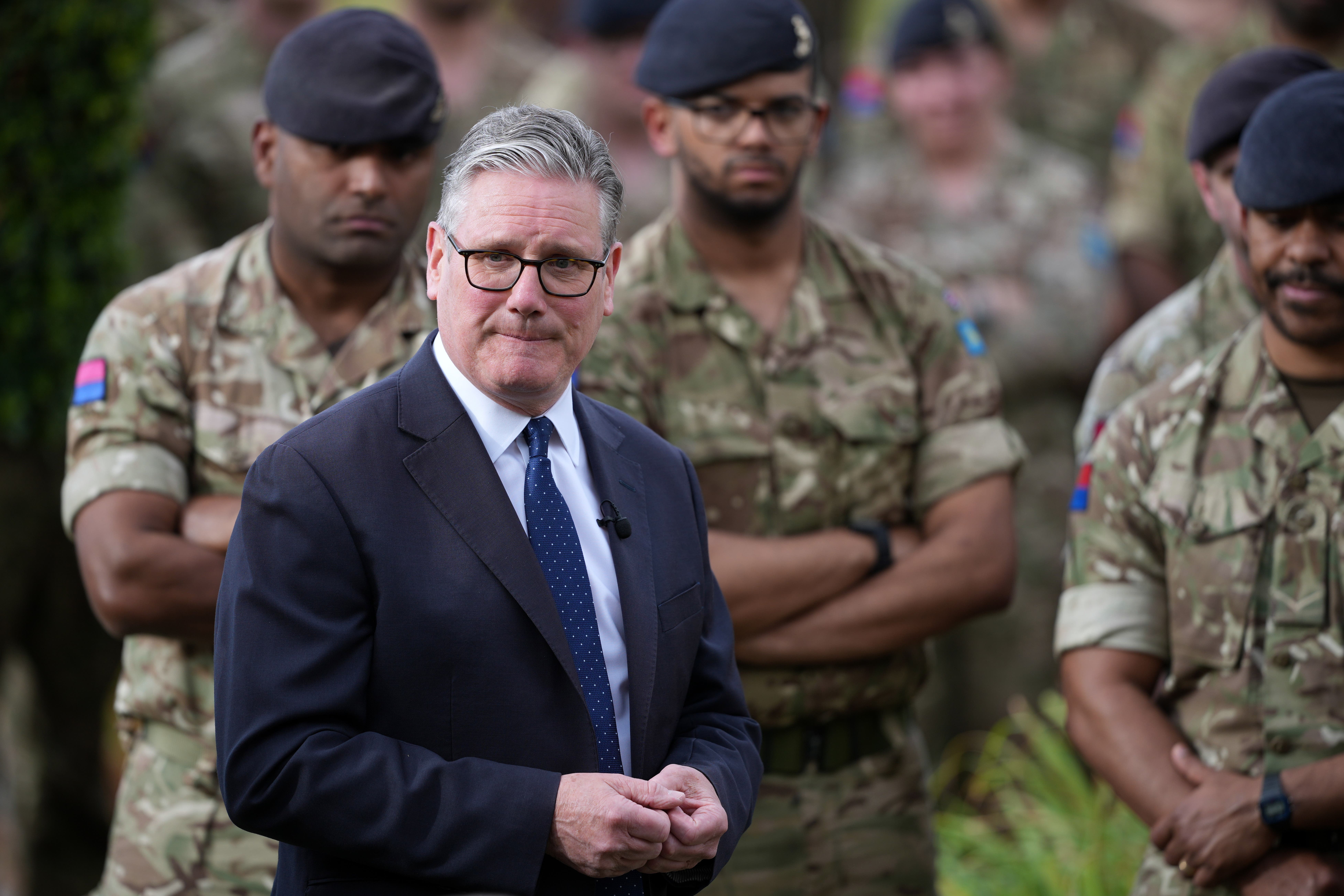 Prime Minister Sir Keir Starmer meets armed forces at Saudi Arabia's Taif Air Base as part of his two-day visit to the Gulf region (Alastair Grant/PA)