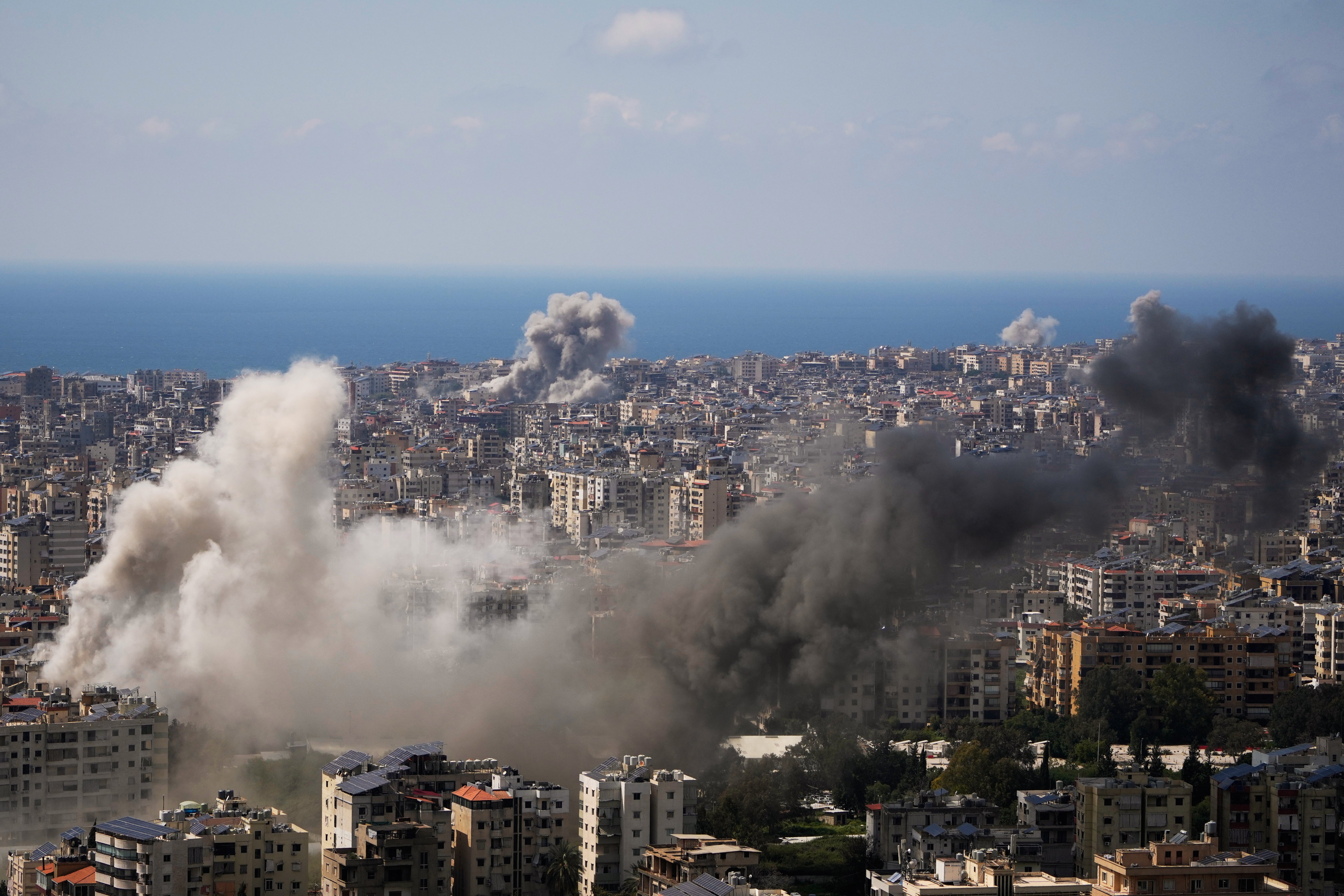 Smoke rises following several Israeli airstrikes in the Lebanese capital, Beirut