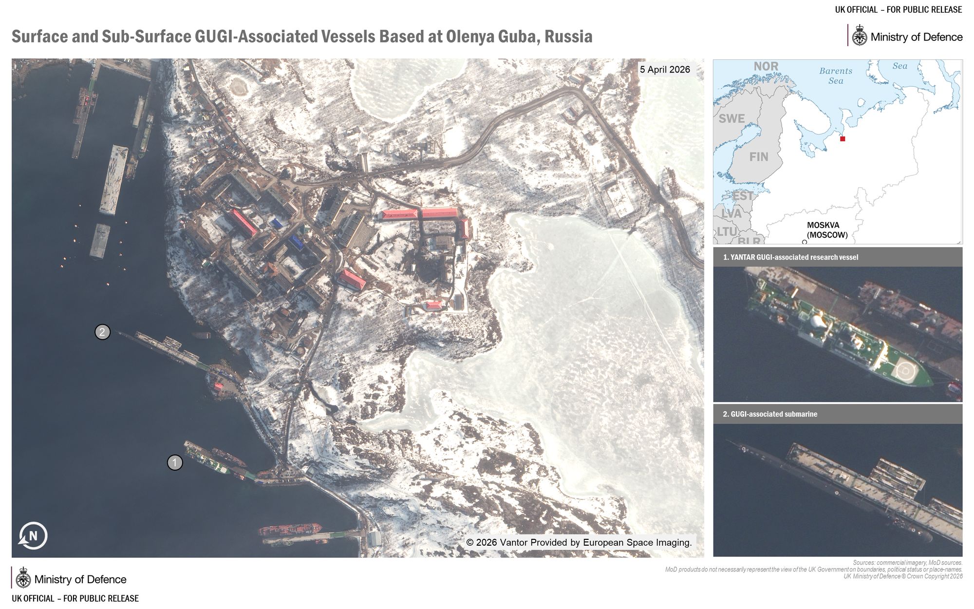 Satellite imagery of the Russian GUGI vessels at dock