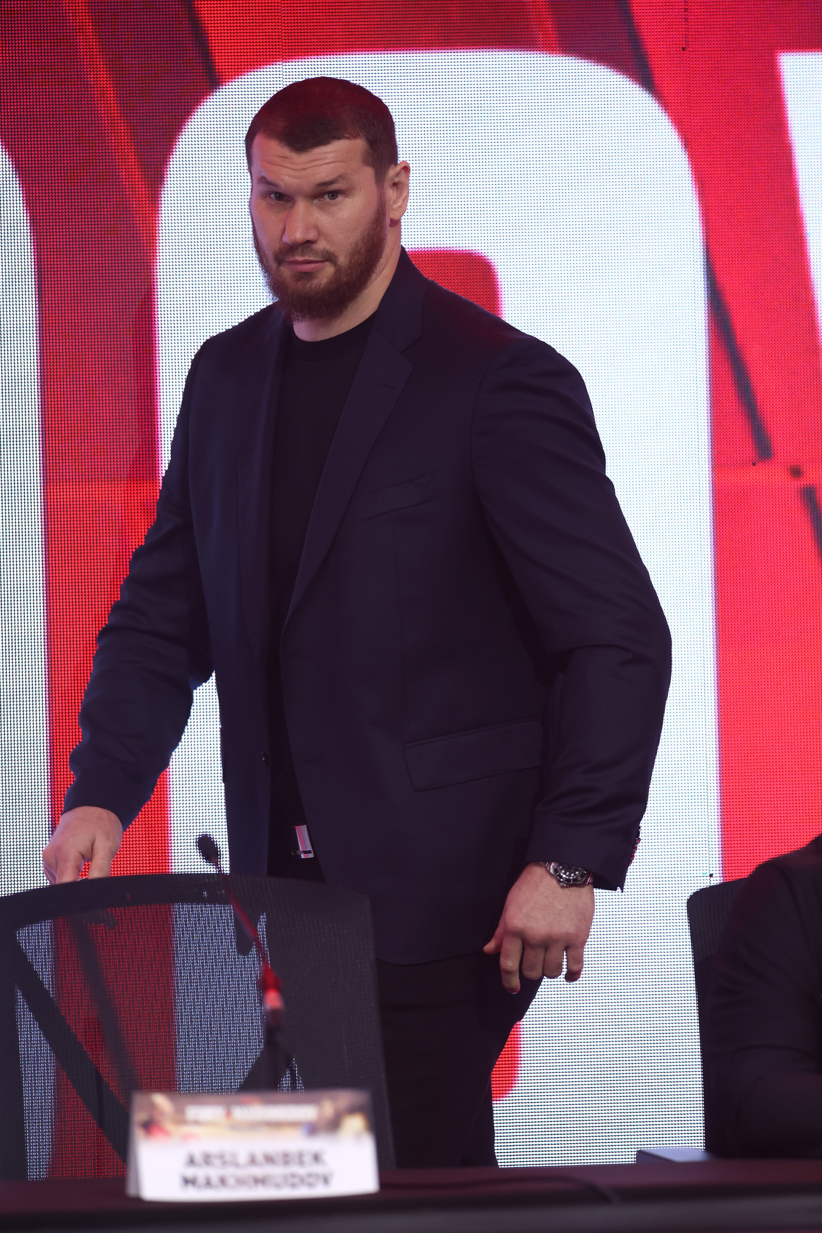 Makhmudov arriving at the press conference