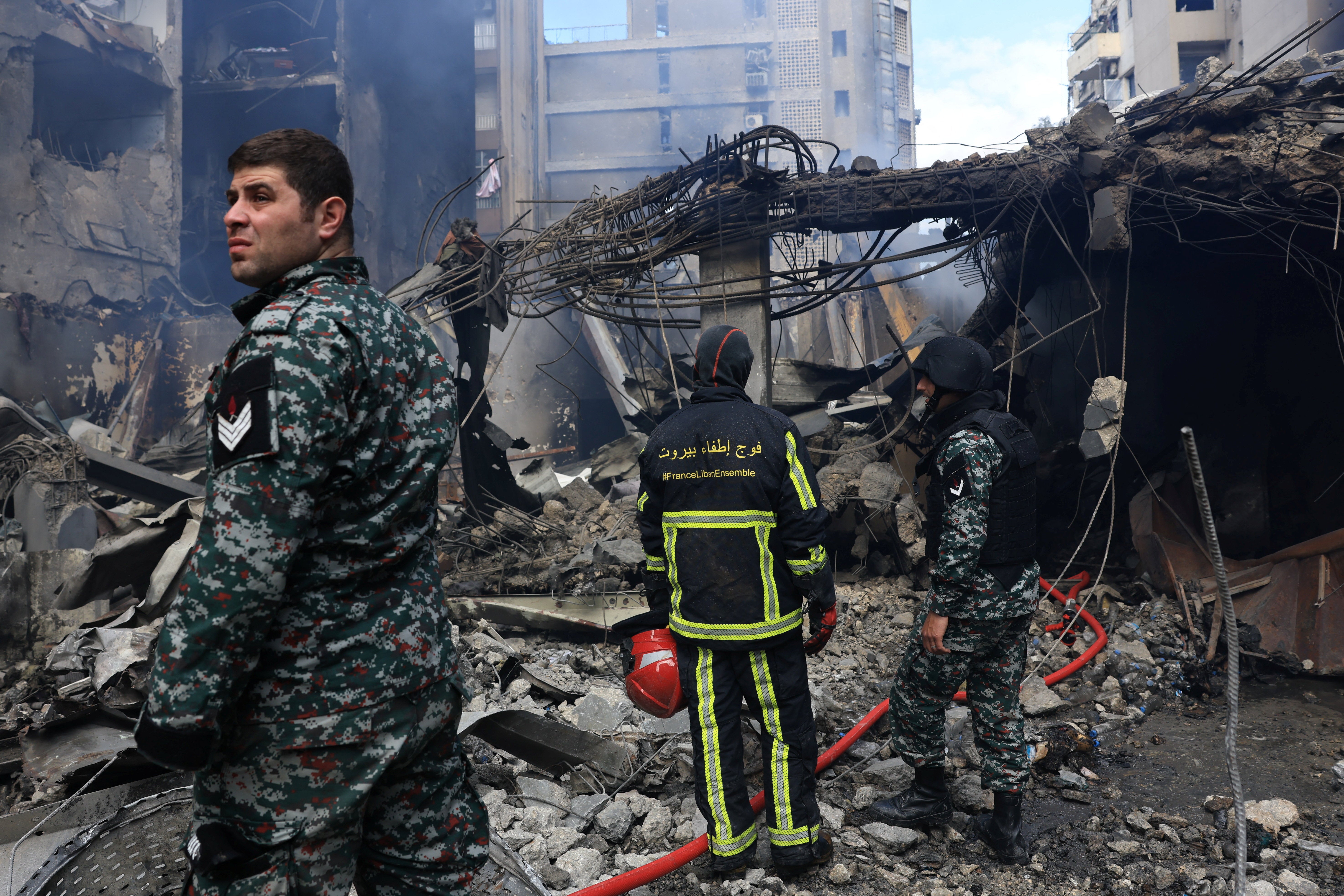 The damage caused by an Israeli strike on Wednesday in Al-Mazraa, Beirut