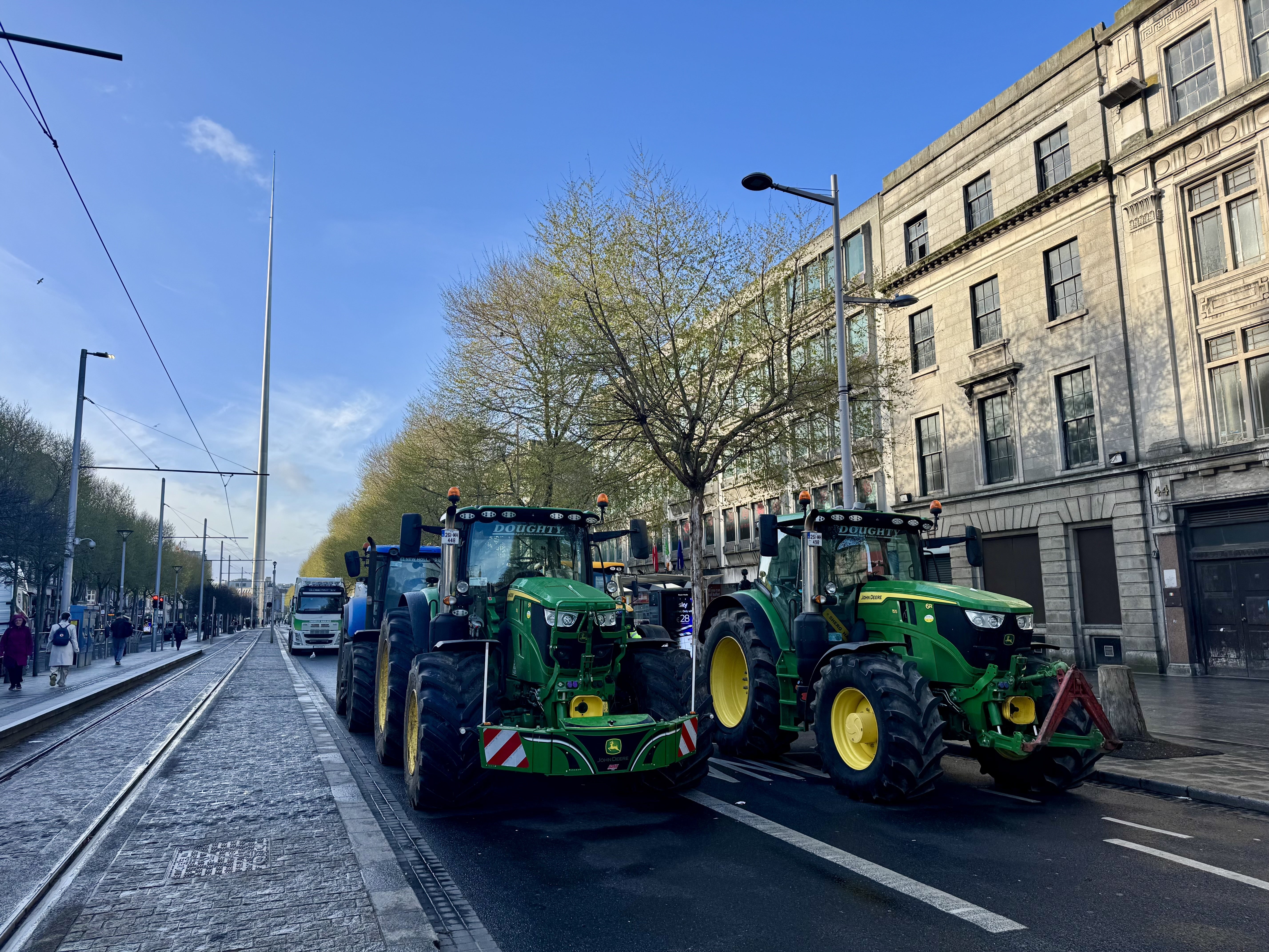 Vehicles take part on the third day of a National Fuel Protest against rising prices in O’Connell St, Dublin