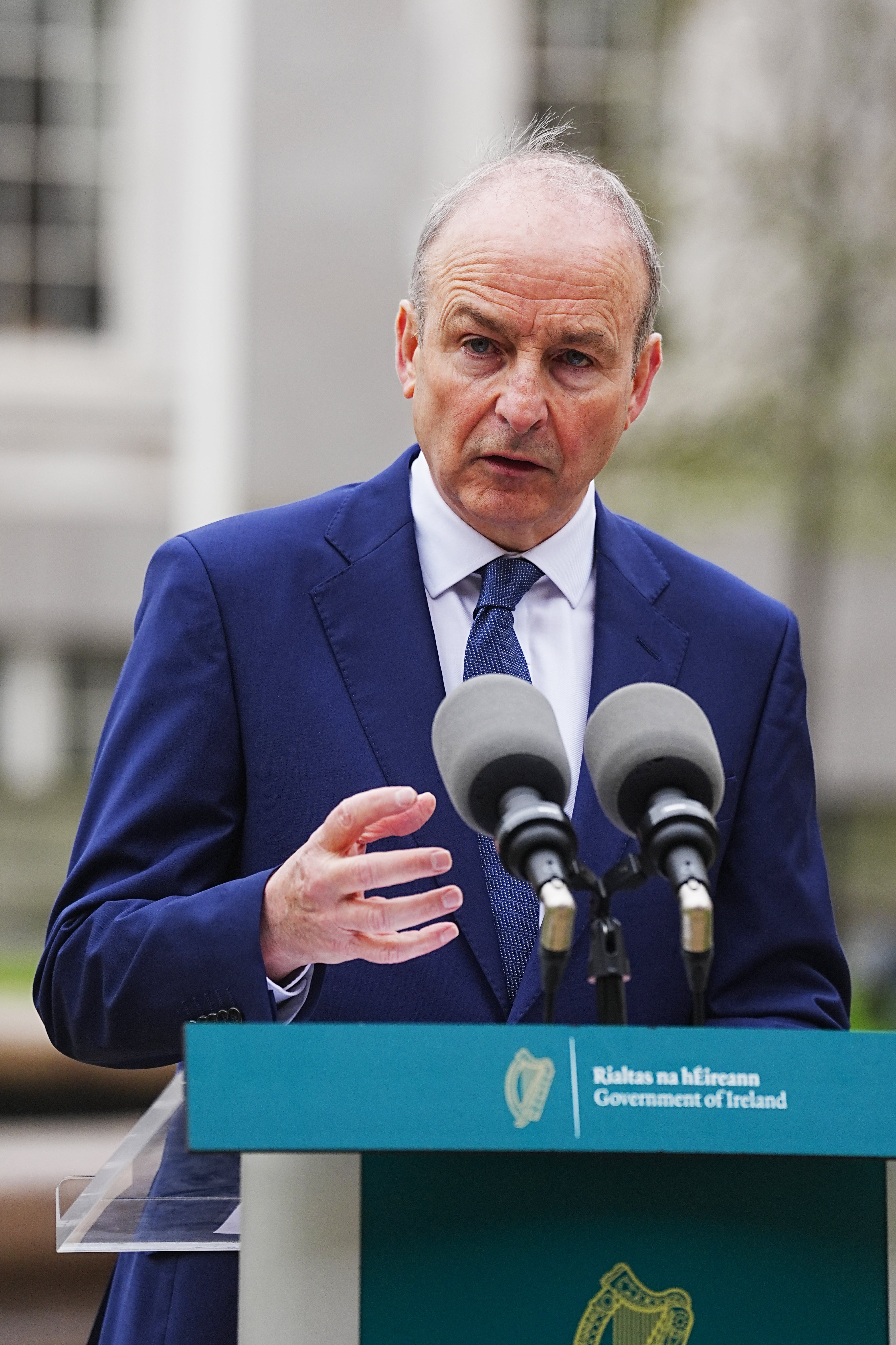 Taoiseach Micheal Martin speaking to the media (Brian Lawless/PA)