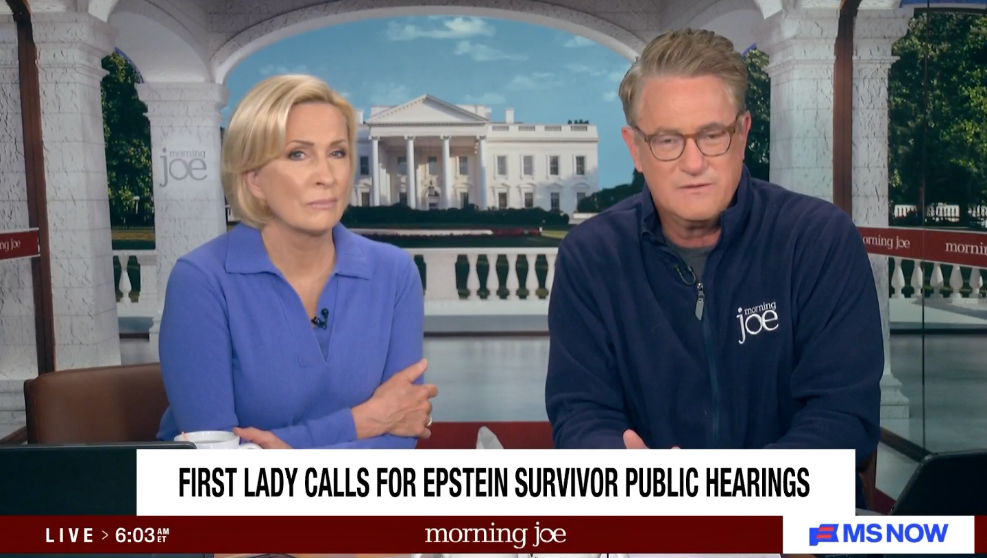 MS NOW’s Joe Scarborough said the press conference was ‘beyond bizarre’ as pundits were scrambling to. make sense of the timing of the first lady’s statement