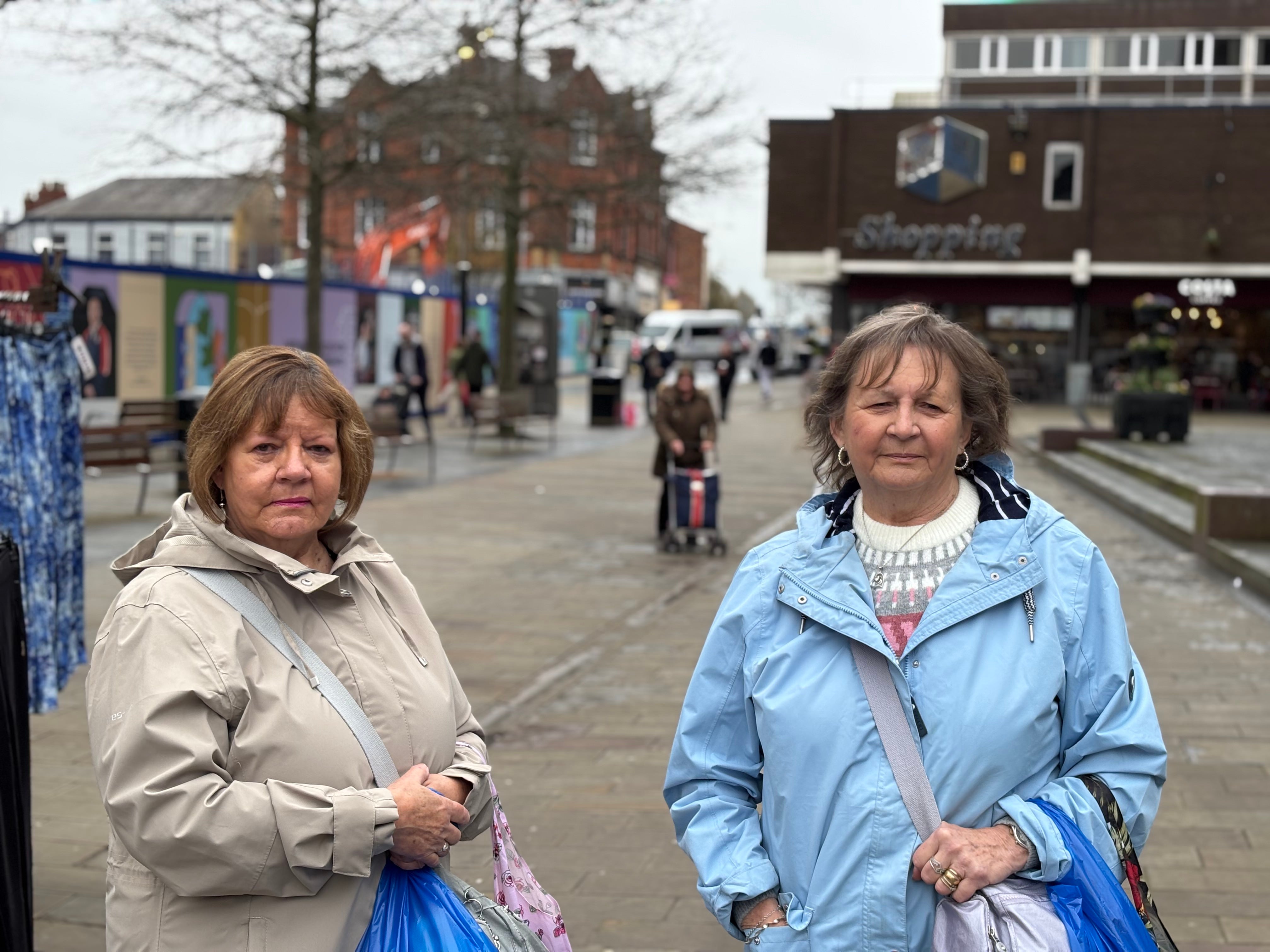 Sandra Hilton and Janet Wylde in St Helens town centre