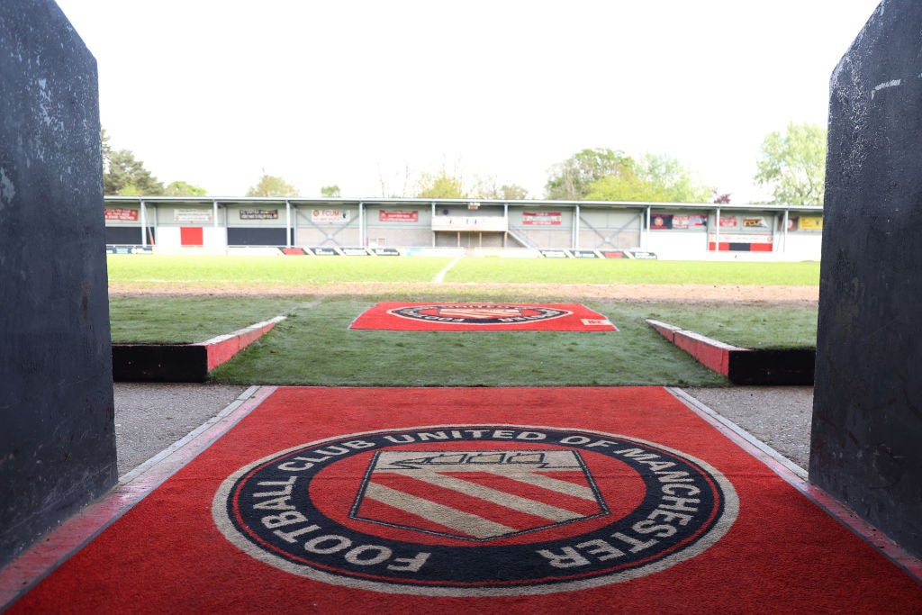 A general view from inside Broadhurst Park, home of FC United of Manchester