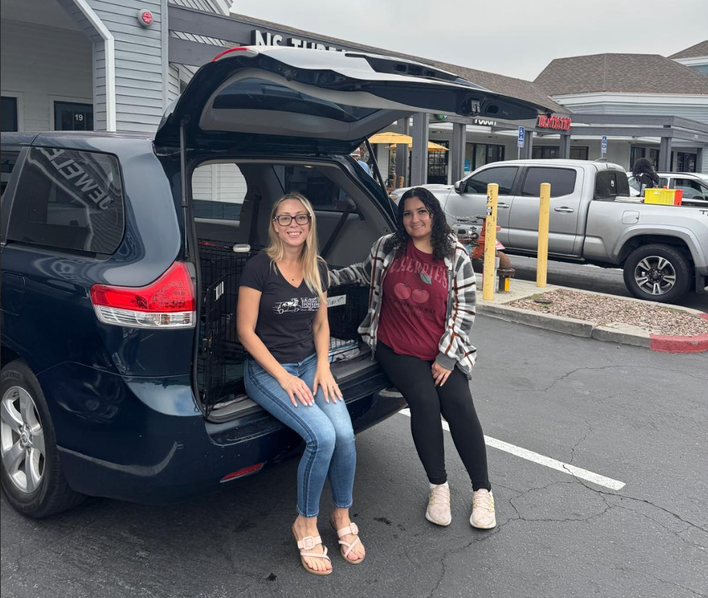 Anna Ginsky, left, founder of MexiVet Express with her lead driver Rebeca Altamirano. Ginsky founded the border crossing pet service in 2018