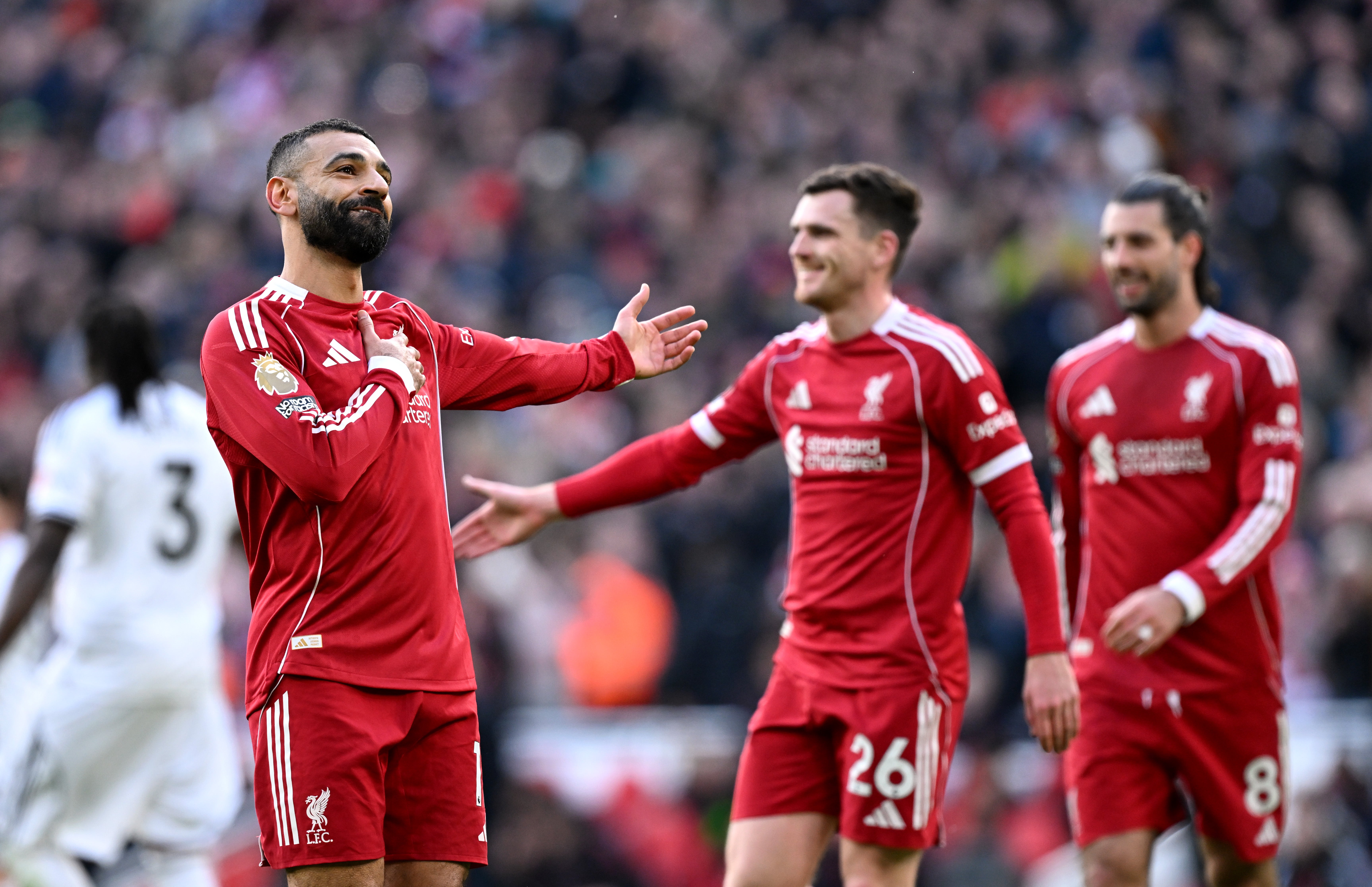 Salah began his Anfield farewell by doubling Liverpool’s lead in their victory over Fulham
